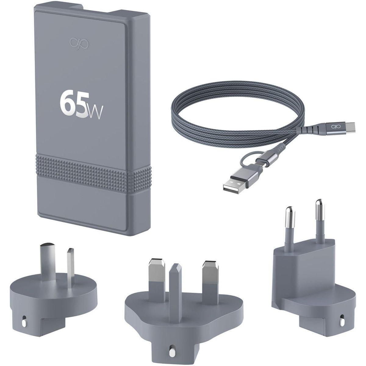 FORCE POWER Chargeur + câble de voyage 65W de voyage GaN USB-A + C