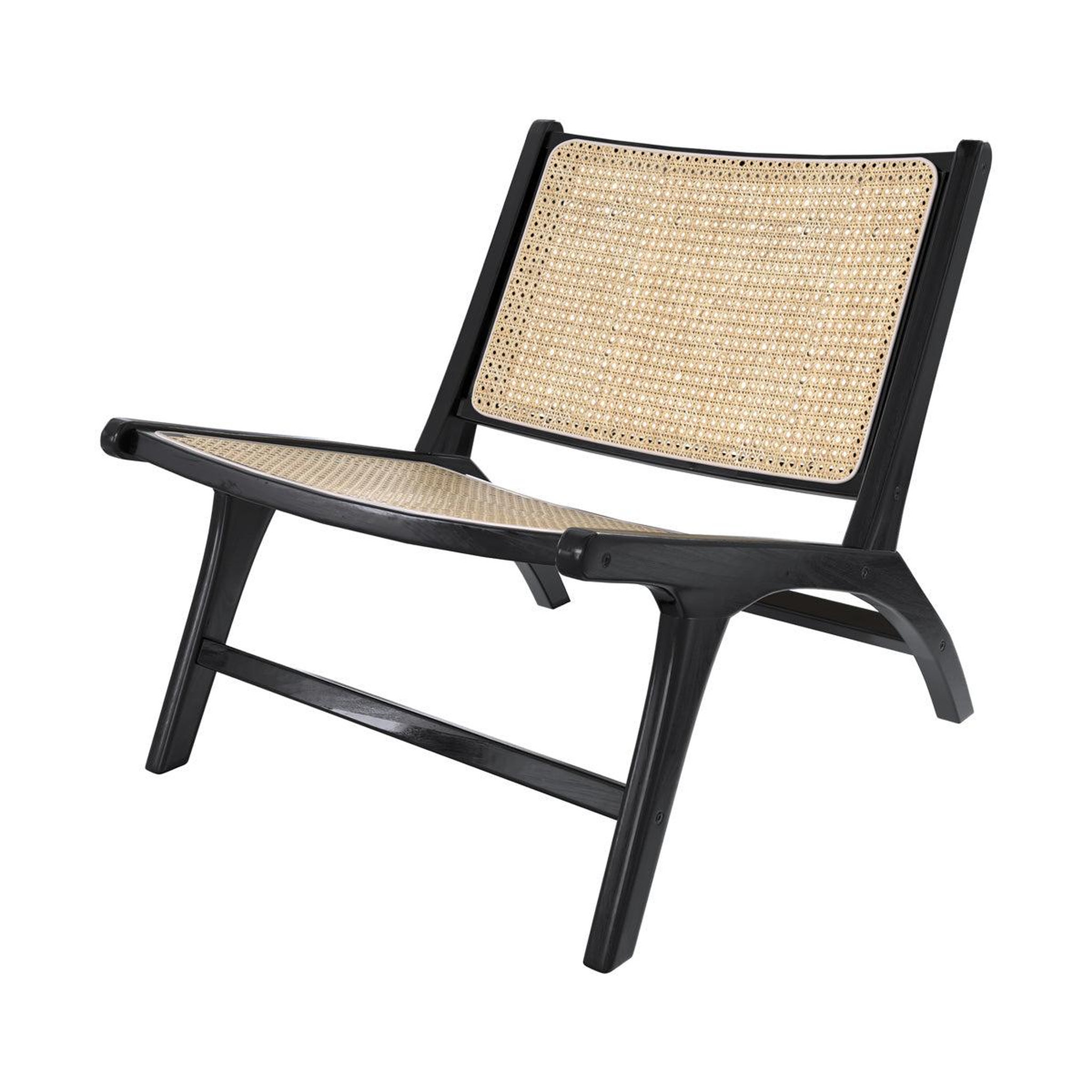 MAISON PAVANE Fauteuil en teck noir et tressage cannage en rotin-kilka