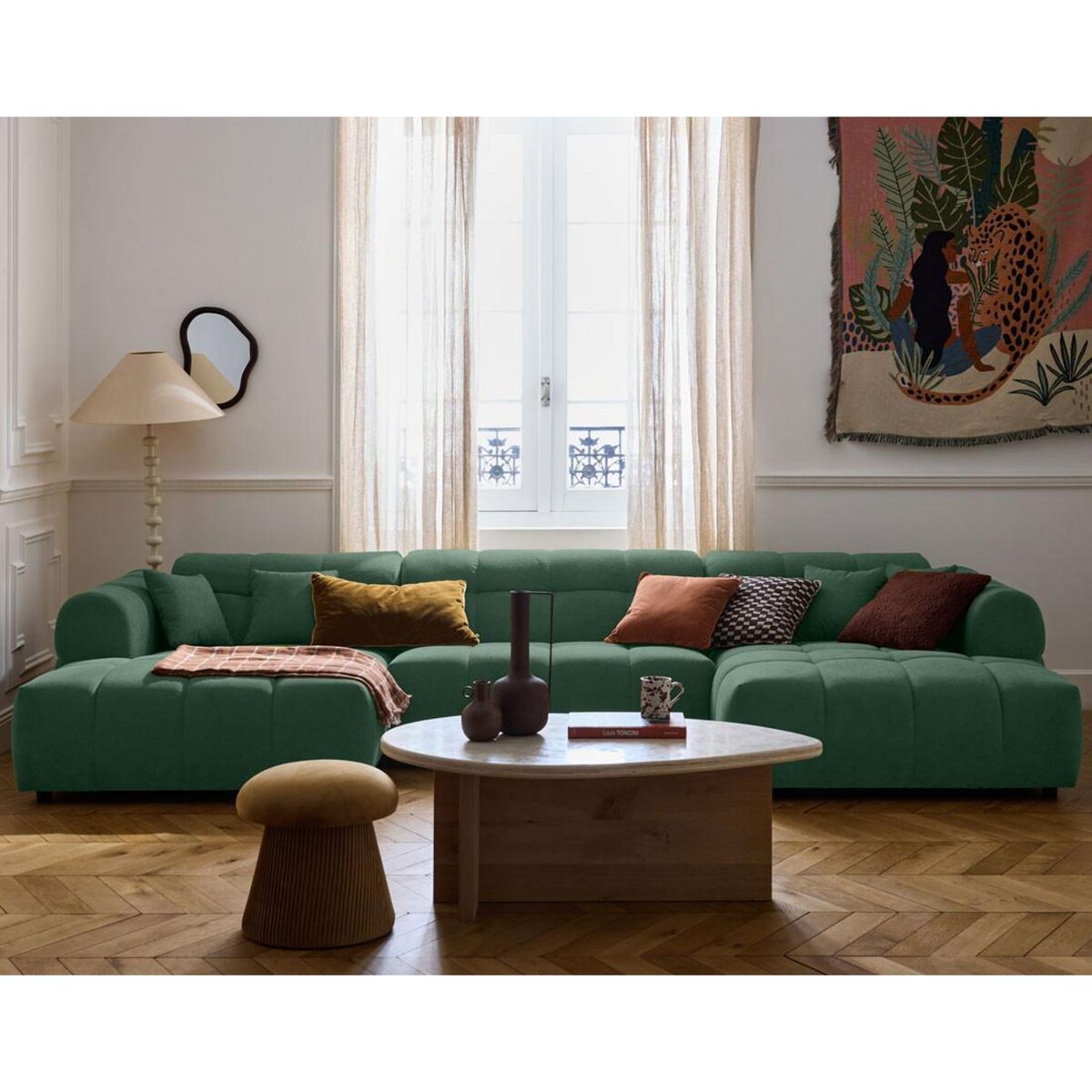 LISA DESIGN Ray - canapé panoramique en u 7 places en tissu texturé