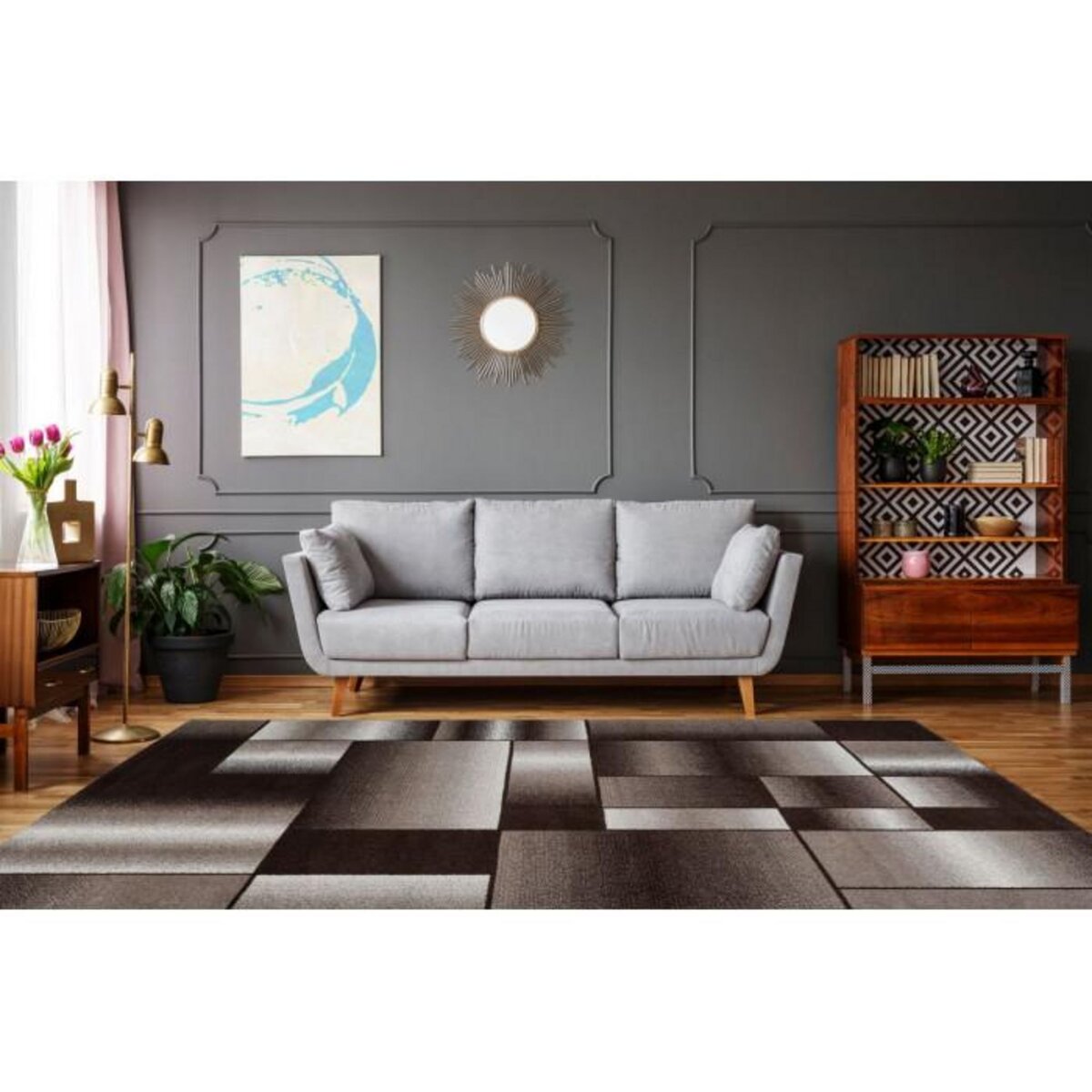 Paris Prix Tapis Tissé à Poils Courts  Broadway III  Marron & Beige