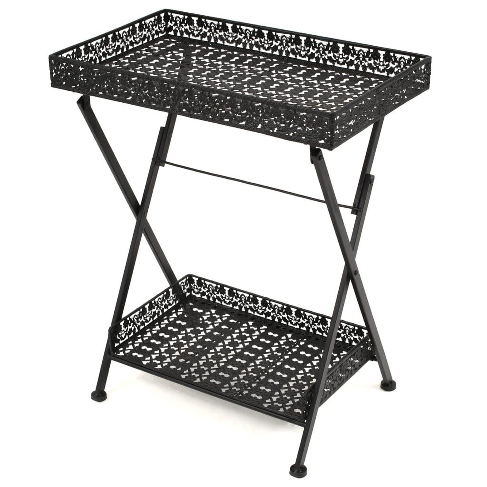 VIDAXL Table a the pliante style vintage metal 58 x 35 x 72 cm noir