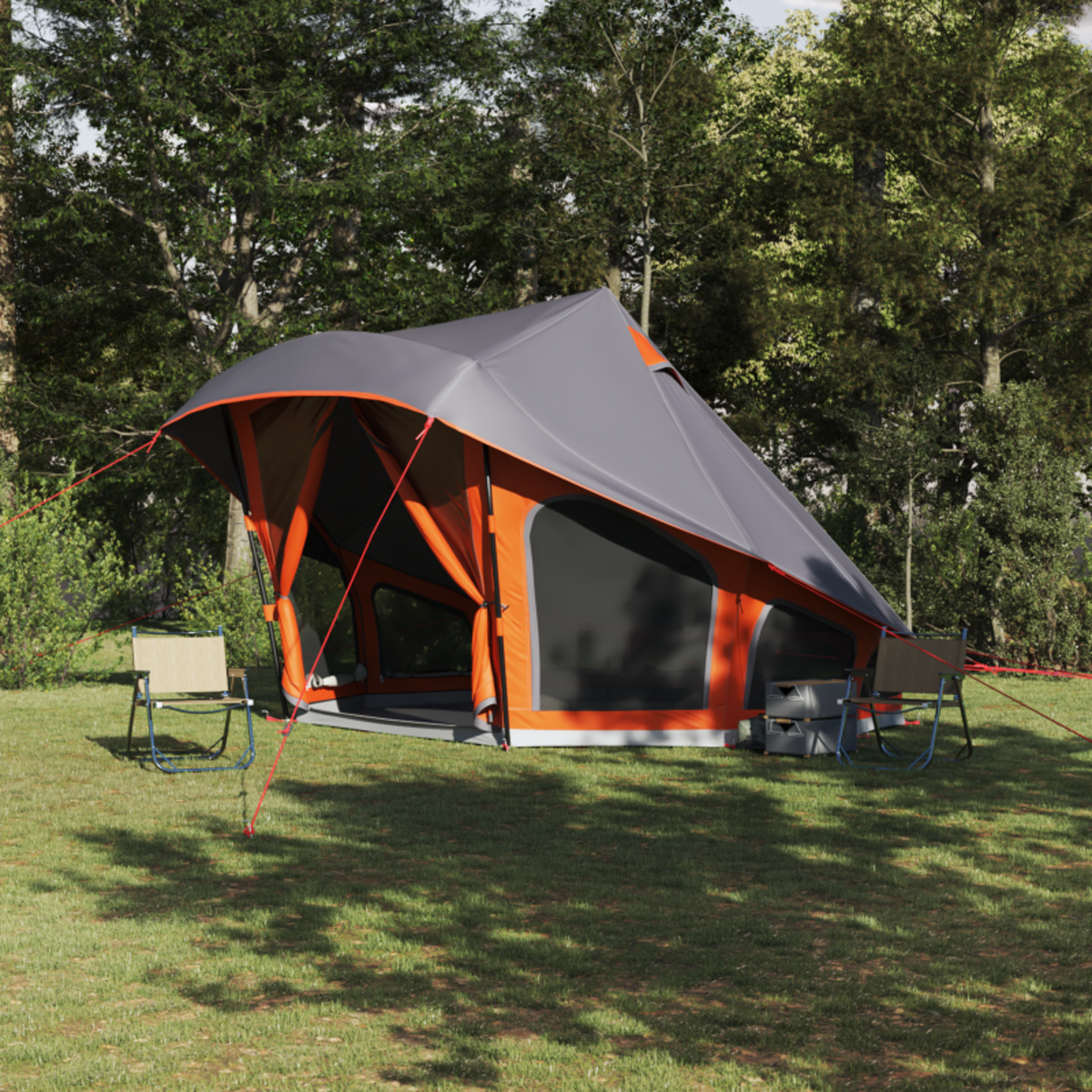 VIDAXL Tente familiale Tipi en gris et orange pour 10 personnes Imperméable