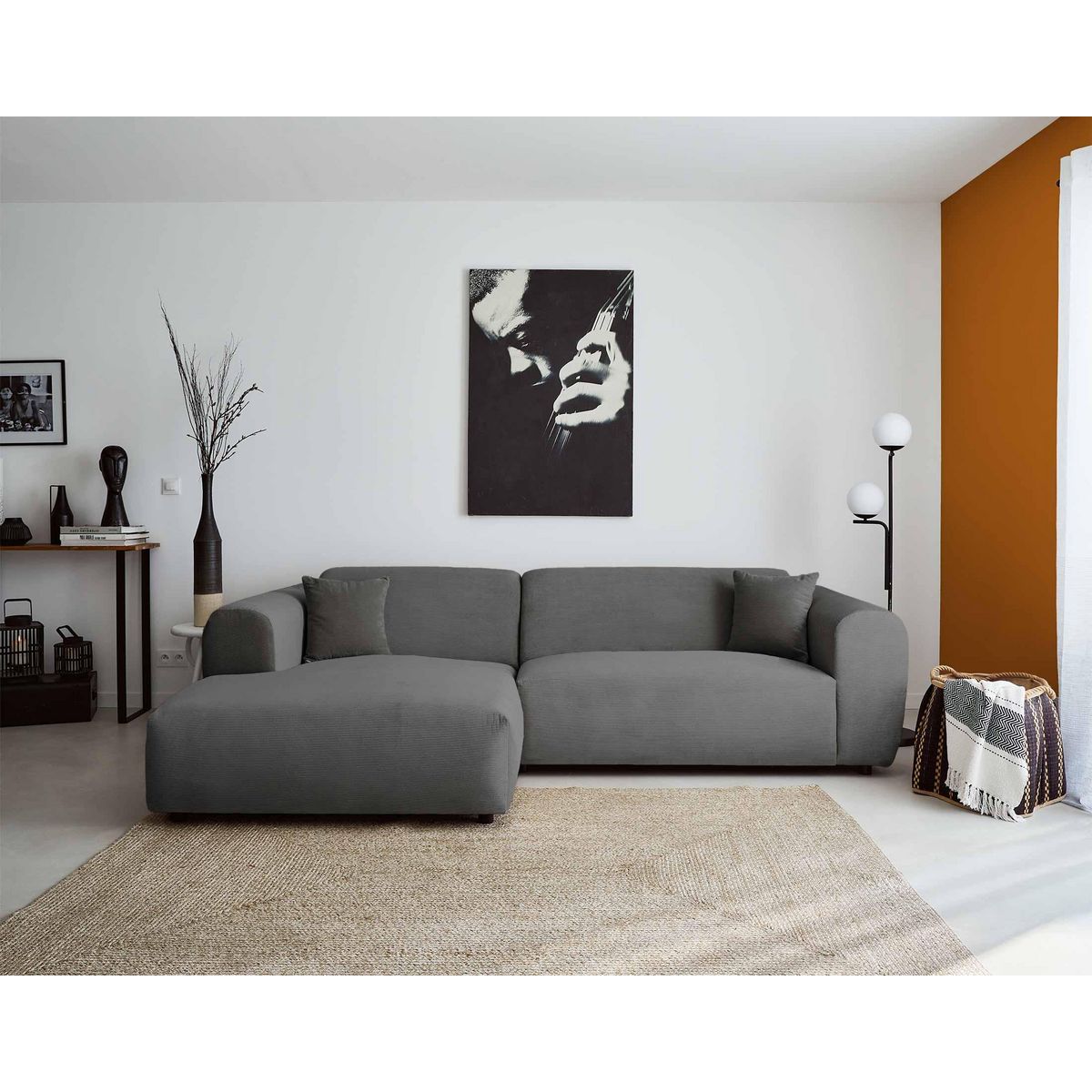 LISA DESIGN Aumance - canapé d'angle gauche 4 places - en velours côtelé