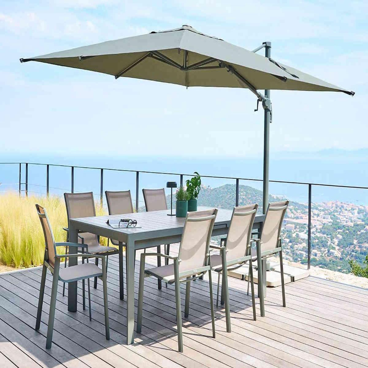 HESPERIDE Parasol déporté carré Melhia Laurier - 3 x 3 m - Hespéride