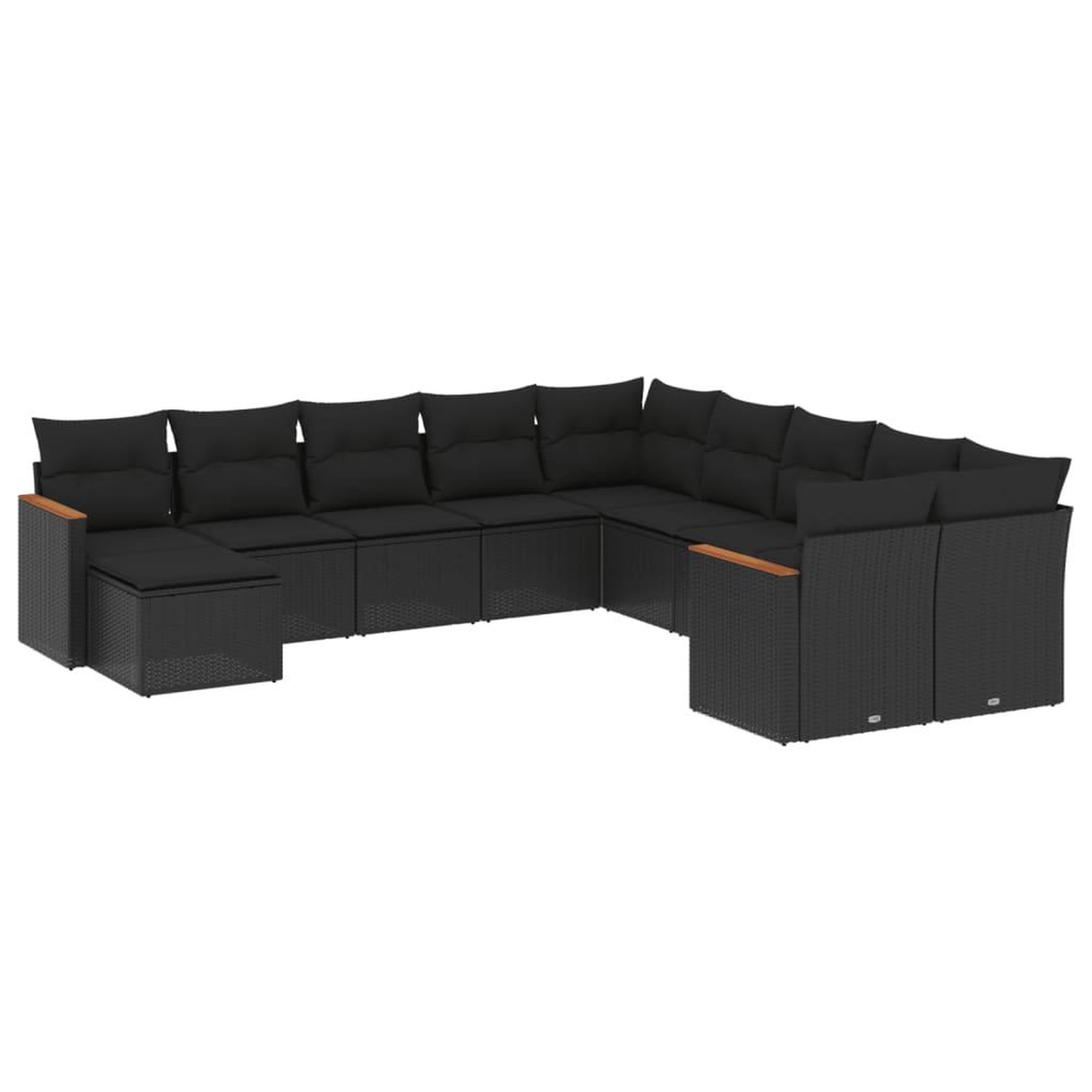 Voir la diapositive 2 : VIDAXL Salon de jardin 11 pcs avec coussins noir resine tressee