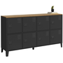 Voir la diapositive 1 : ID MARKET Buffet casier 139 cm ESTER 8 portes en métal noir plateau bois design industriel