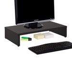idimex support d'écran d'ordinateur monitor, réhausseur pour moniteur avec tablette de séparation, longueur 50 cm, en mélaminé noir mat