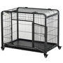 Voir la diapositive 1 : PAWHUT Cage pour chien pliable cage de transport sur roulettes 2 portes verrouillables plateau amovible dim. 125L x 76l x 81H cm métal gris noir
