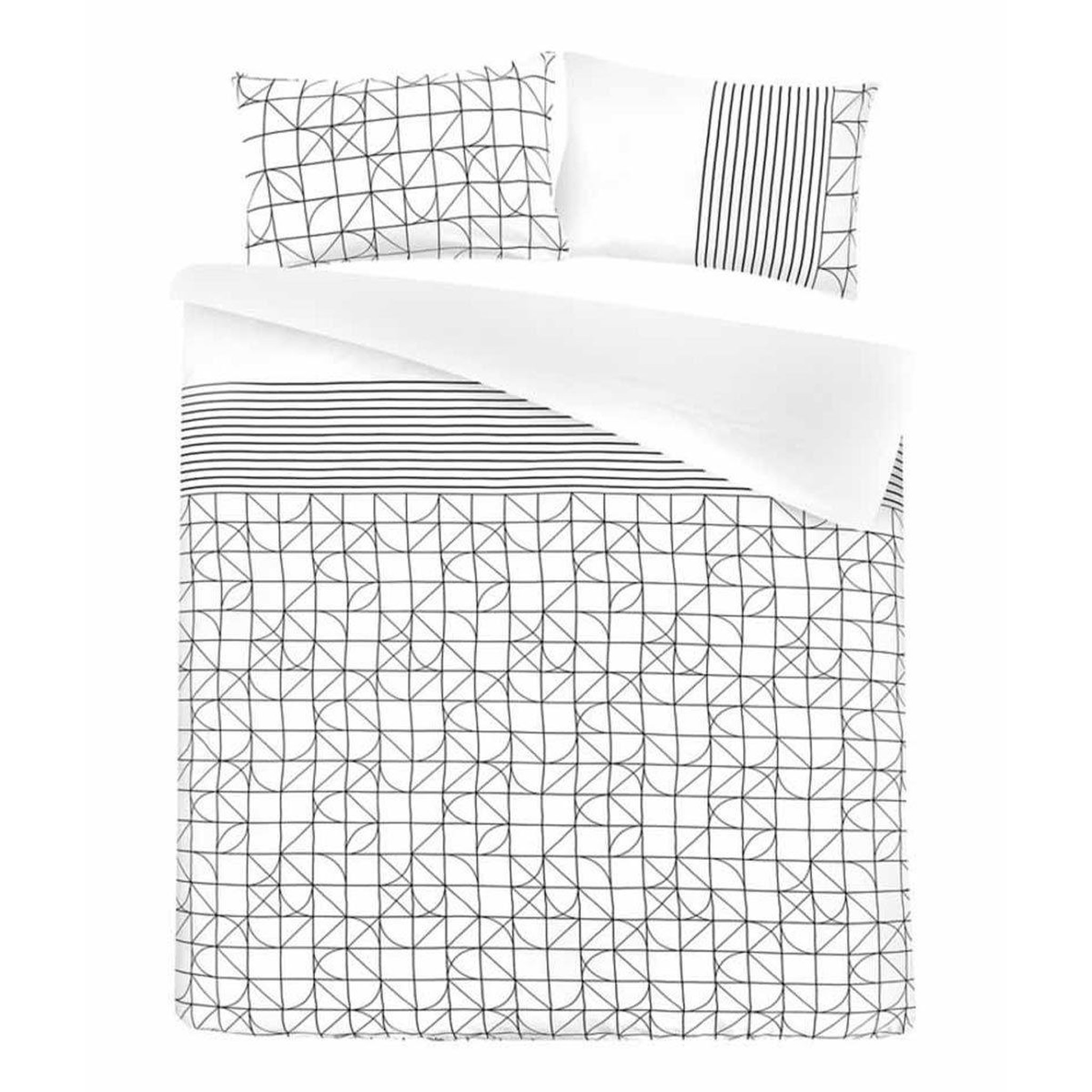 Paris Prix Parure de lit 3 pièces  kennedy  240x220cm blanc & noir