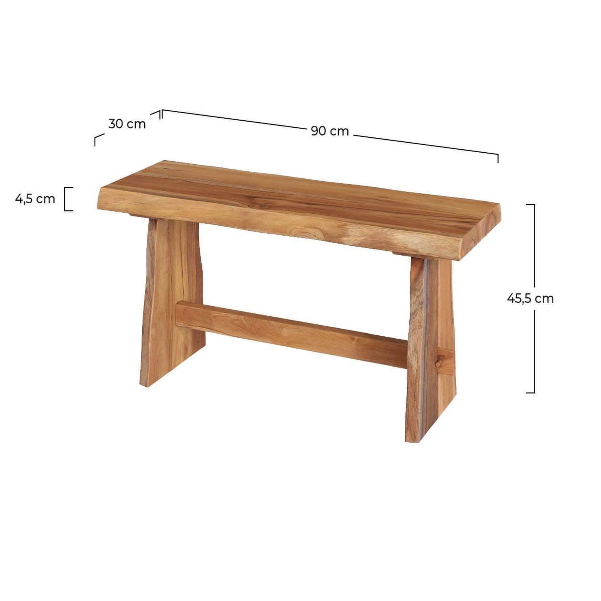 Voir la diapositive 4 : MAISON PAVANE Banc 2 places en bois de teck recyclé 90 cm-Vic
