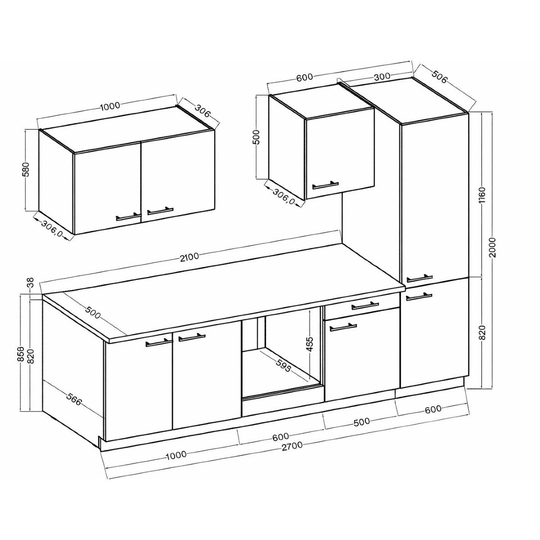 Voir la diapositive 5 : JLC KREATION Cuisine complète moderne beige et bois 270cm nala