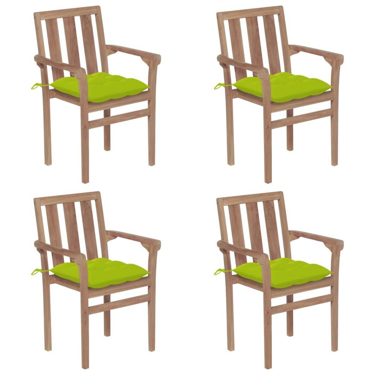 VIDAXL Chaises de jardin empilables avec coussins 4 pcs Teck solide