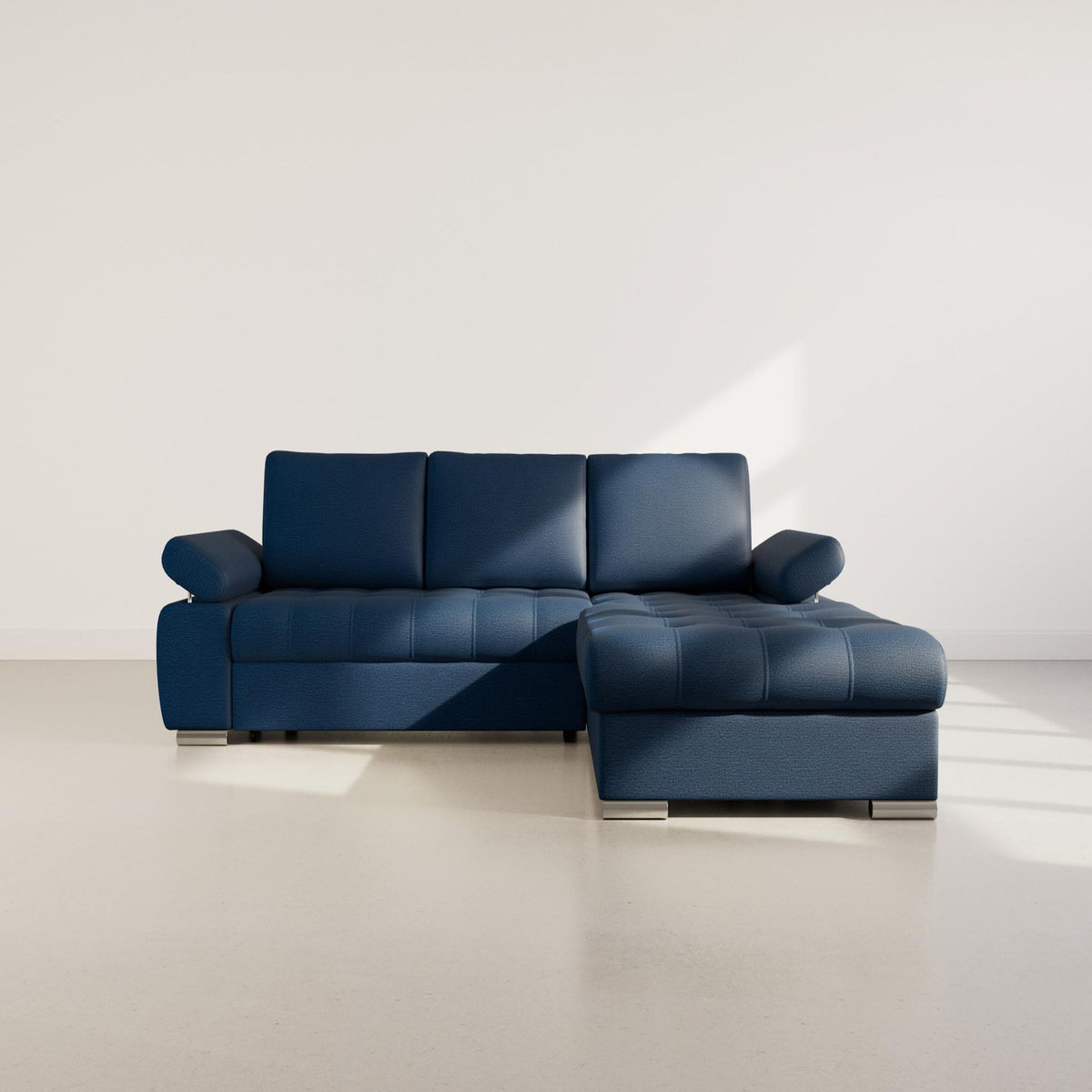 BEST MOBILIER Bianca - canapé d'angle droit 4 places convertible avec coffre en tissu texturé