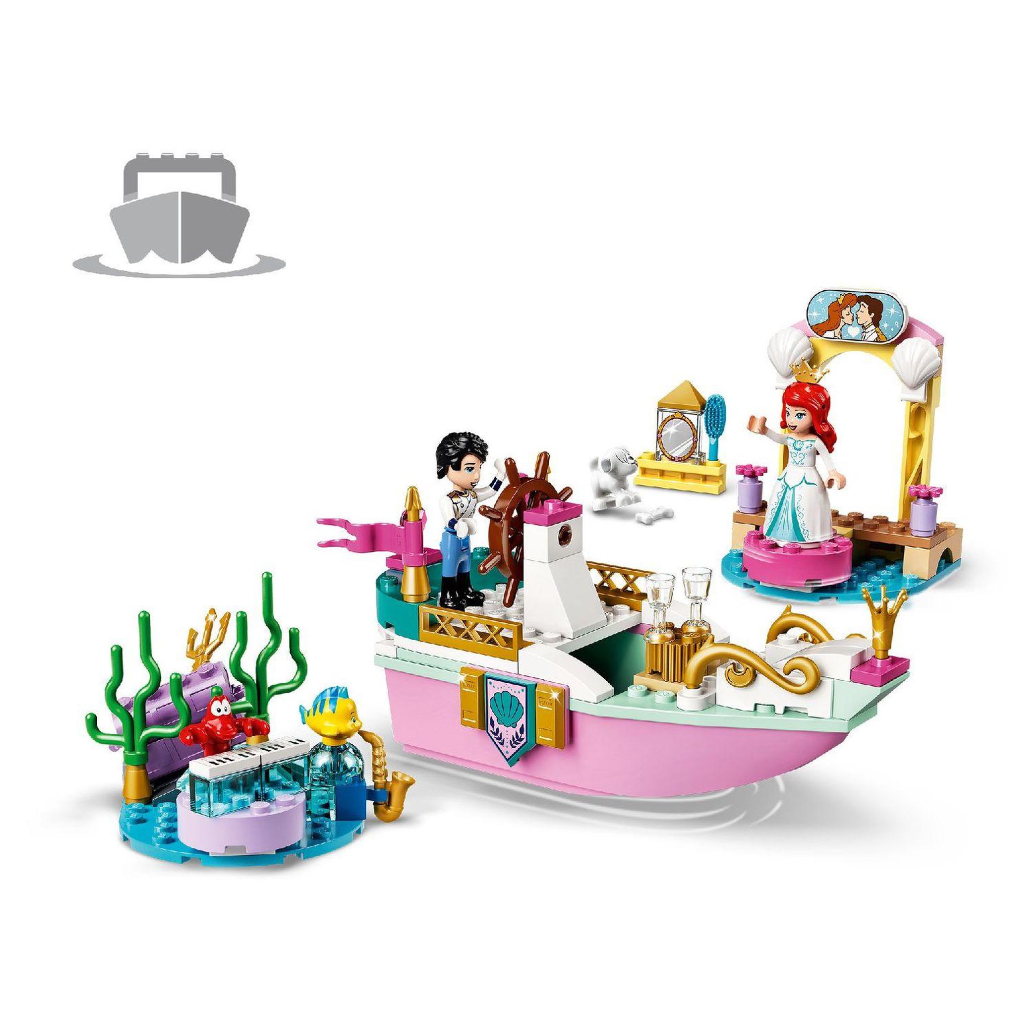 Voir la diapositive 3 : LEGO Disney Princess 43191 Le bateau de mariage d&rsquo;Ariel -  La Petite Sirène