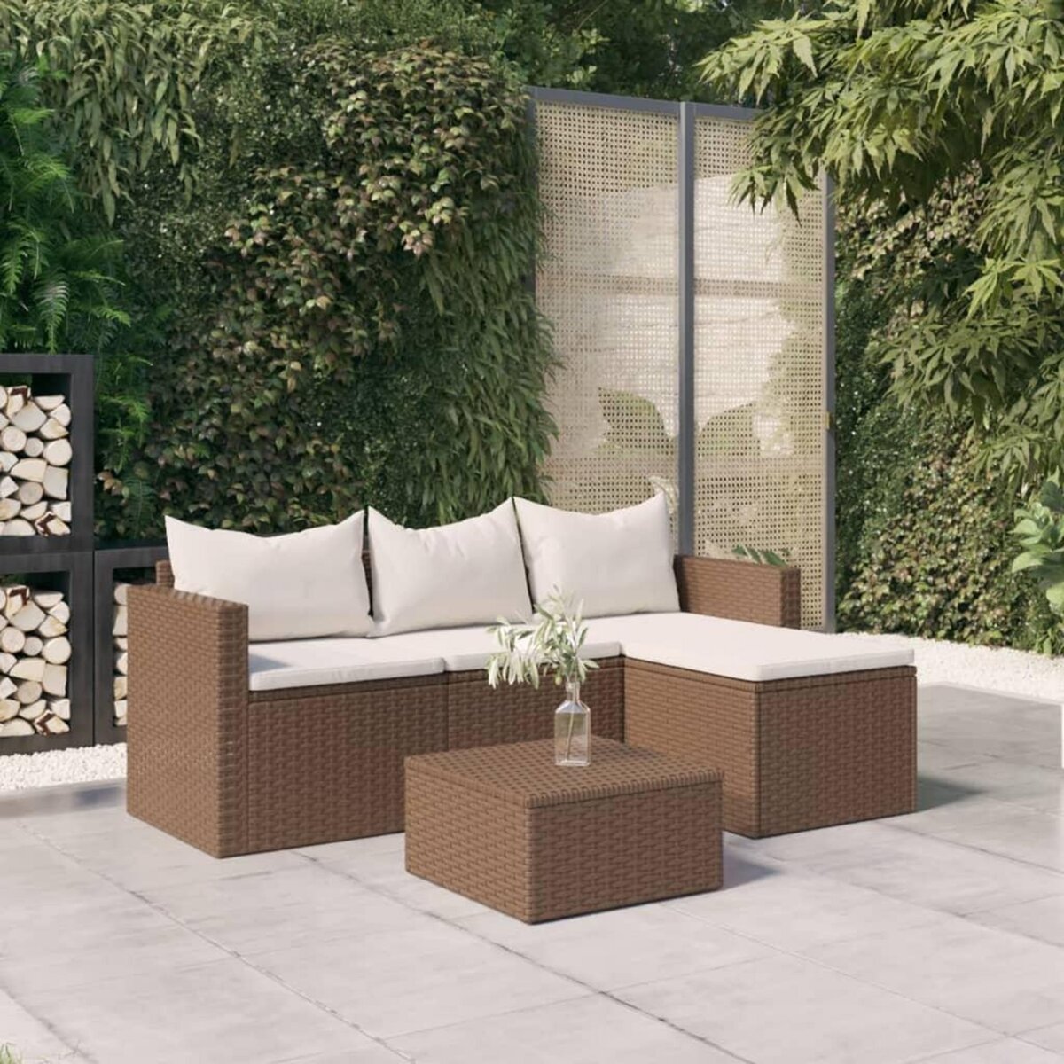 VIDAXL Salon de jardin Marron Resine tressee