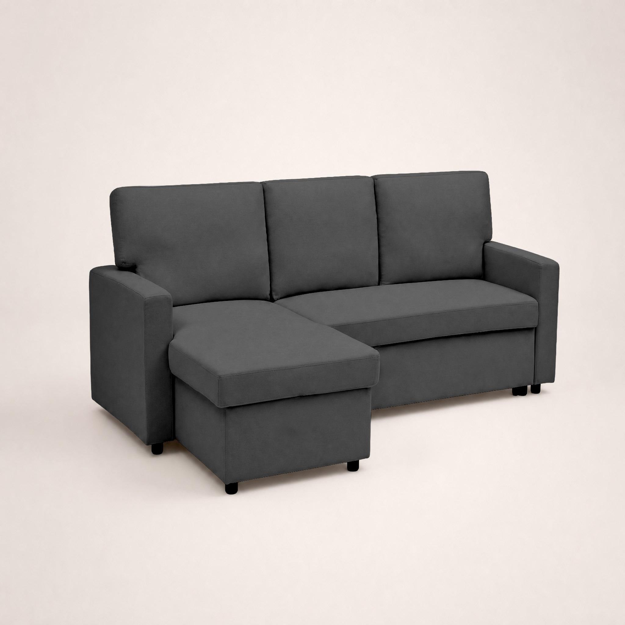 Voir la diapositive 4 : BEST MOBILIER Meiya - canapé d'angle réversible 4 places convertible avec coffre en tissu