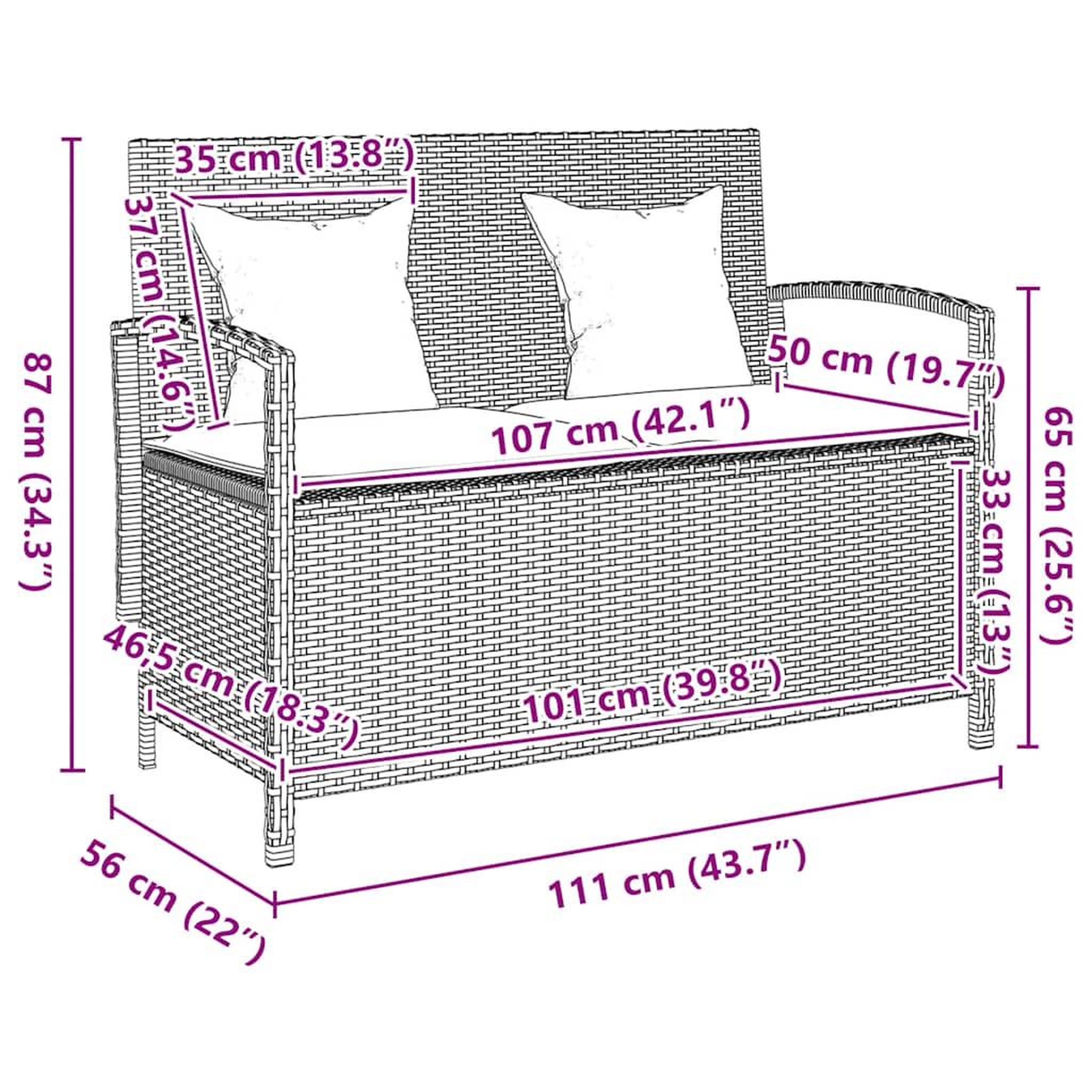 Voir la diapositive 6 : VIDAXL Banc de rangement de jardin avec coussin beige resine tressee