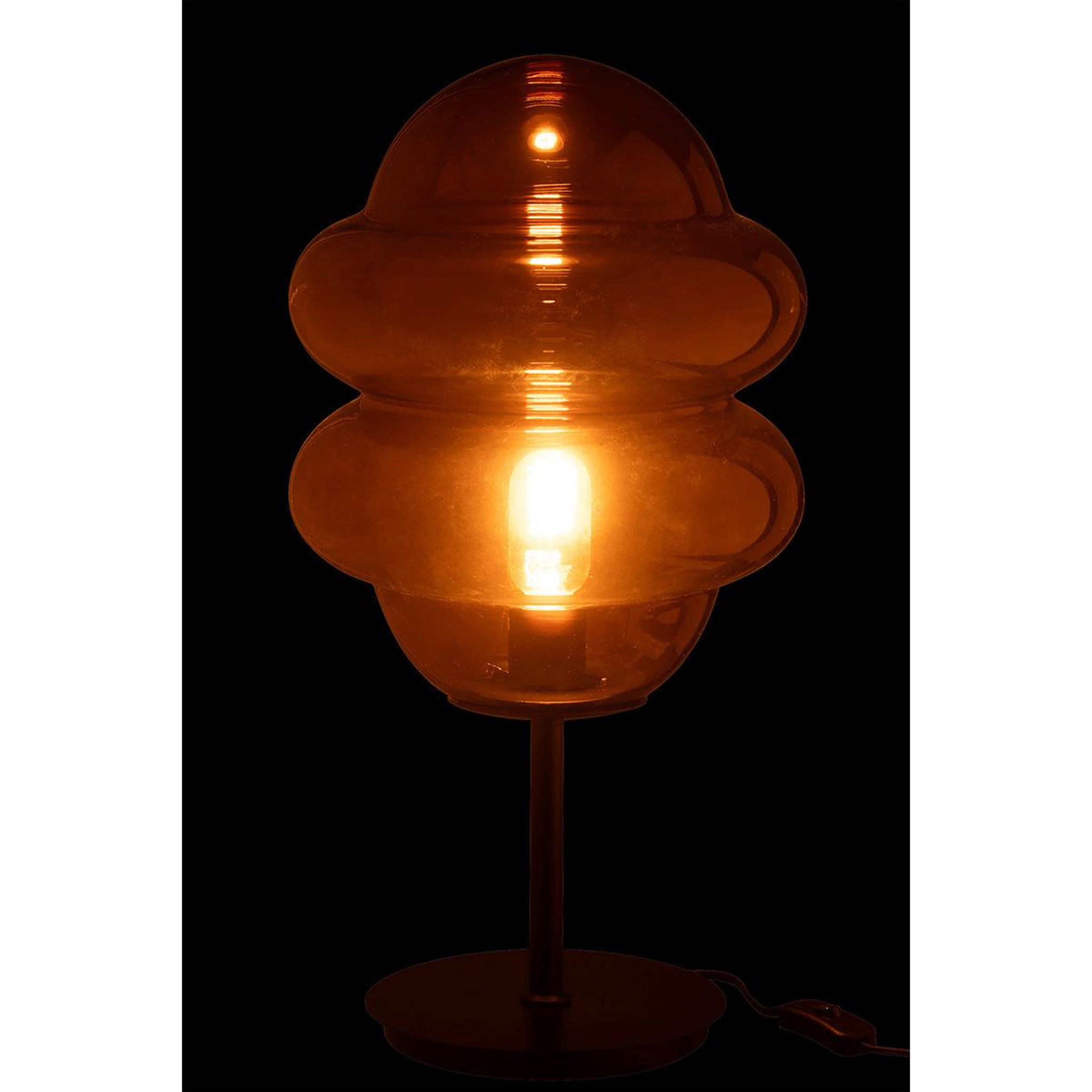 Voir la diapositive 3 : J-LINE Lampe à poser en verre  cuillere miel  52cm marron