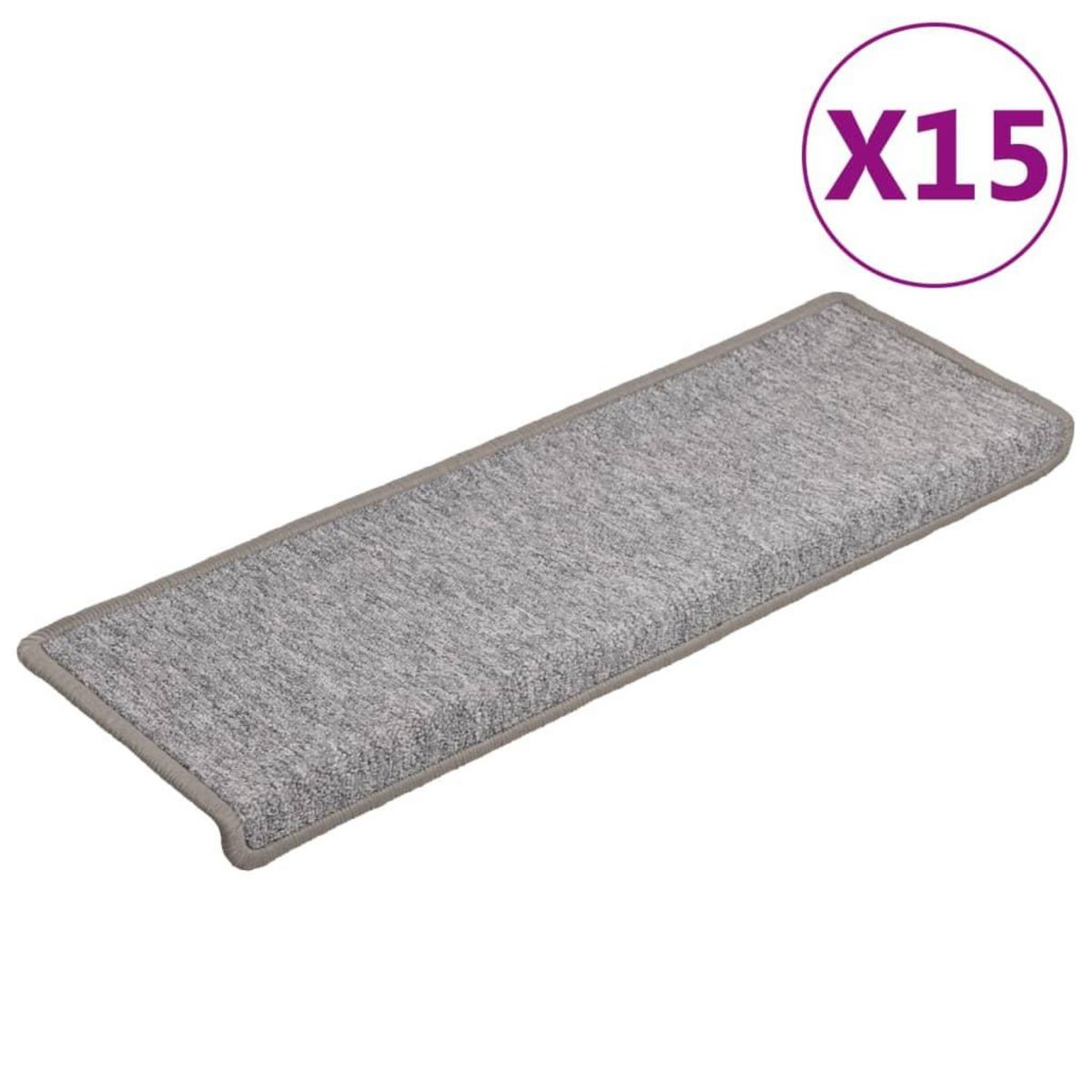 VIDAXL Tapis d'escalier 15 pcs 65x21x4 cm Gris clair