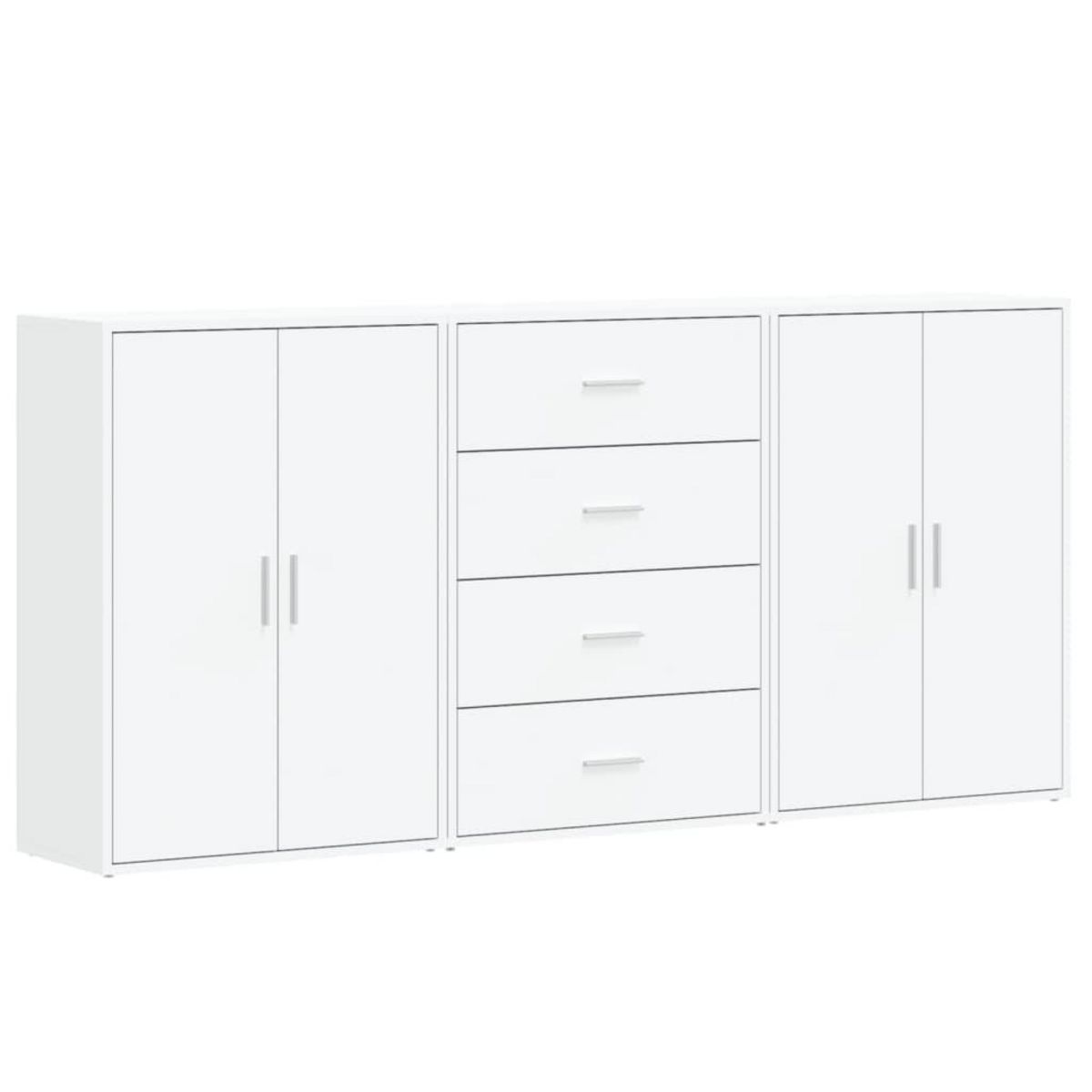 VIDAXL Buffets 3 pcs blanc 60x31x84 cm bois d'ingenierie