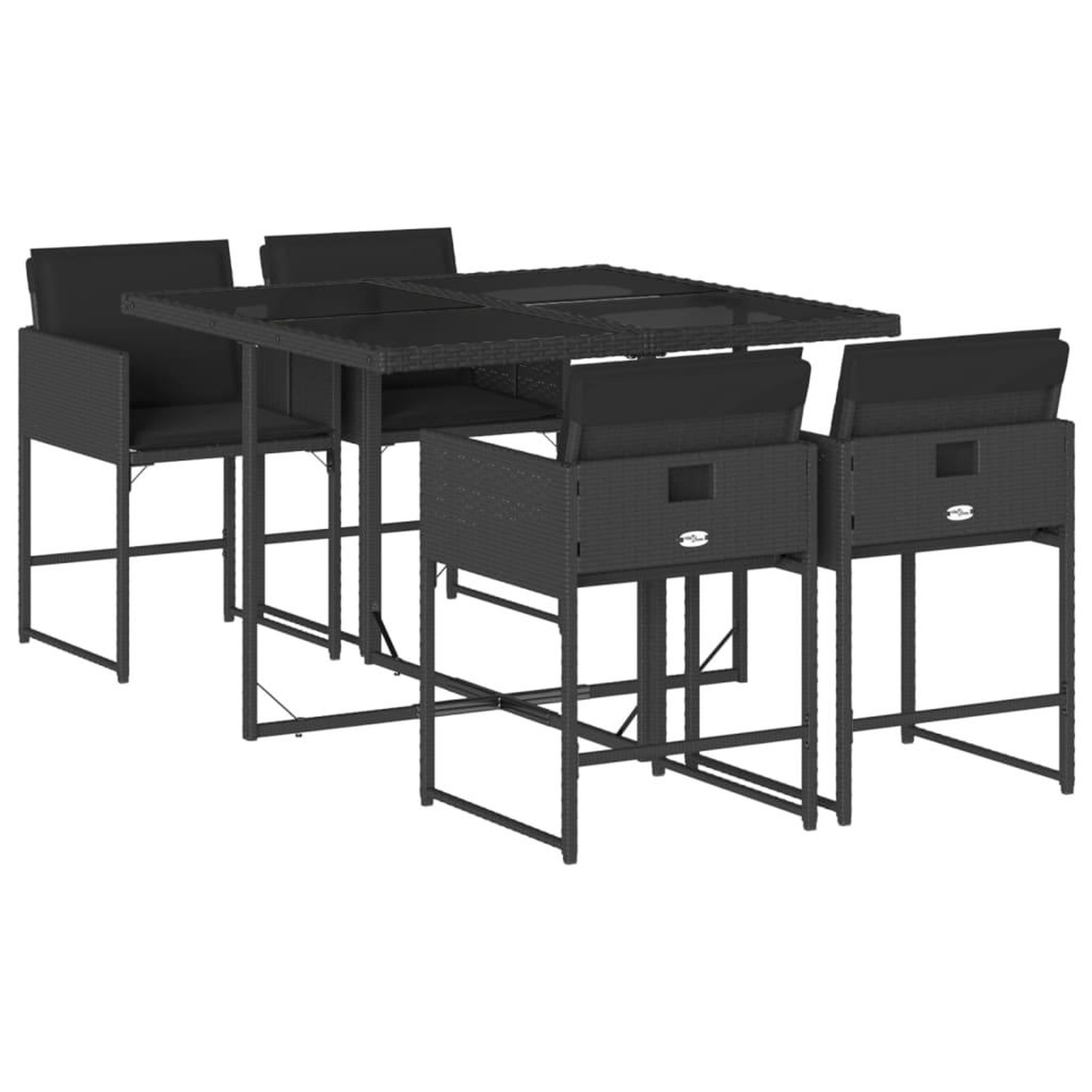 Voir la diapositive 2 : VIDAXL Ensemble a manger de jardin coussins 5pcs Noir Resine tressee