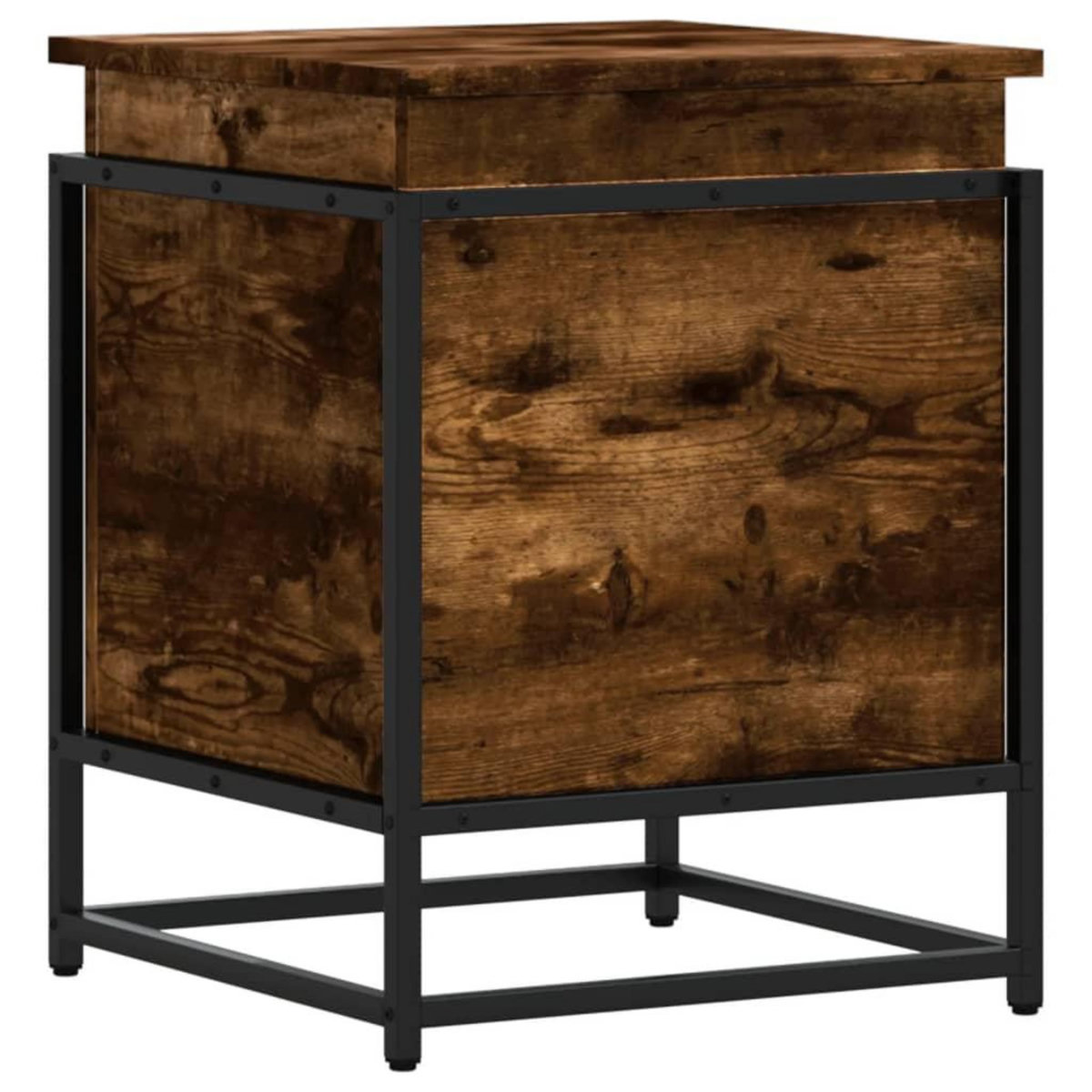 VIDAXL Boîte de rangement avec couvercle chene fume bois d'ingenierie