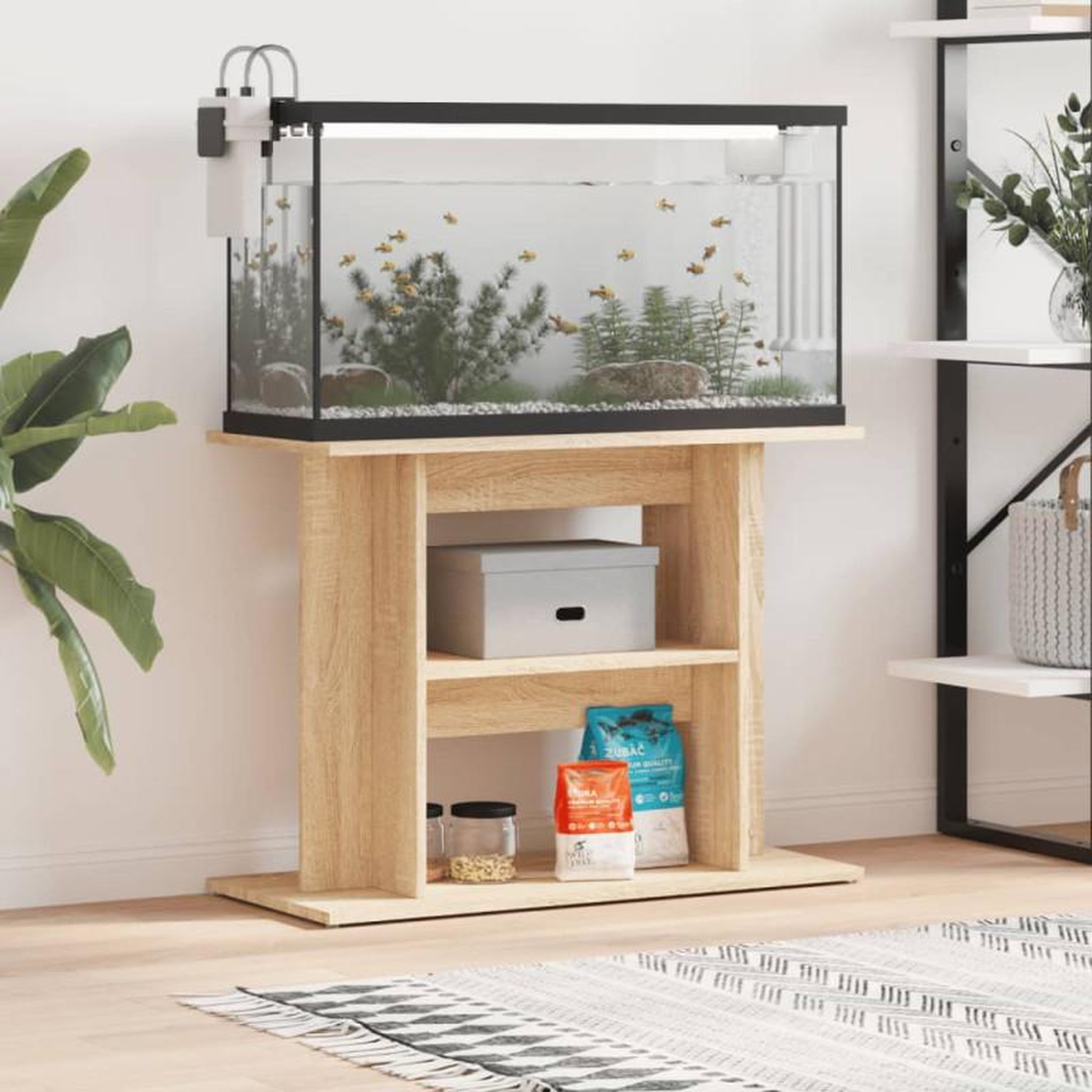 Voir la diapositive 1 : VIDAXL Support pour aquarium chêne sonoma 80x35x60cm bois d ingénierie