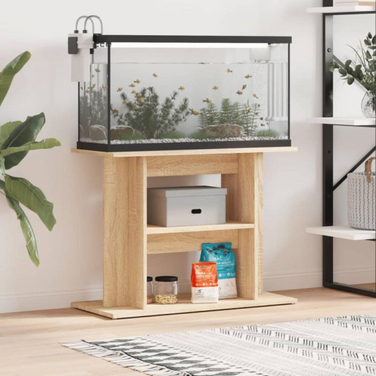 VIDAXL Support pour aquarium chêne sonoma 80x35x60cm bois d ingénierie