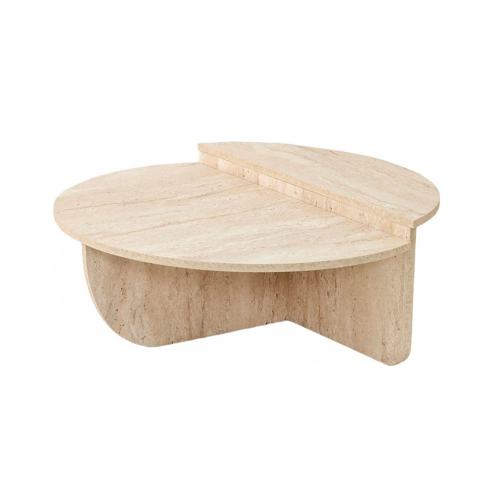 TOILINUX Table basse ronde grand format effet travertin - beige