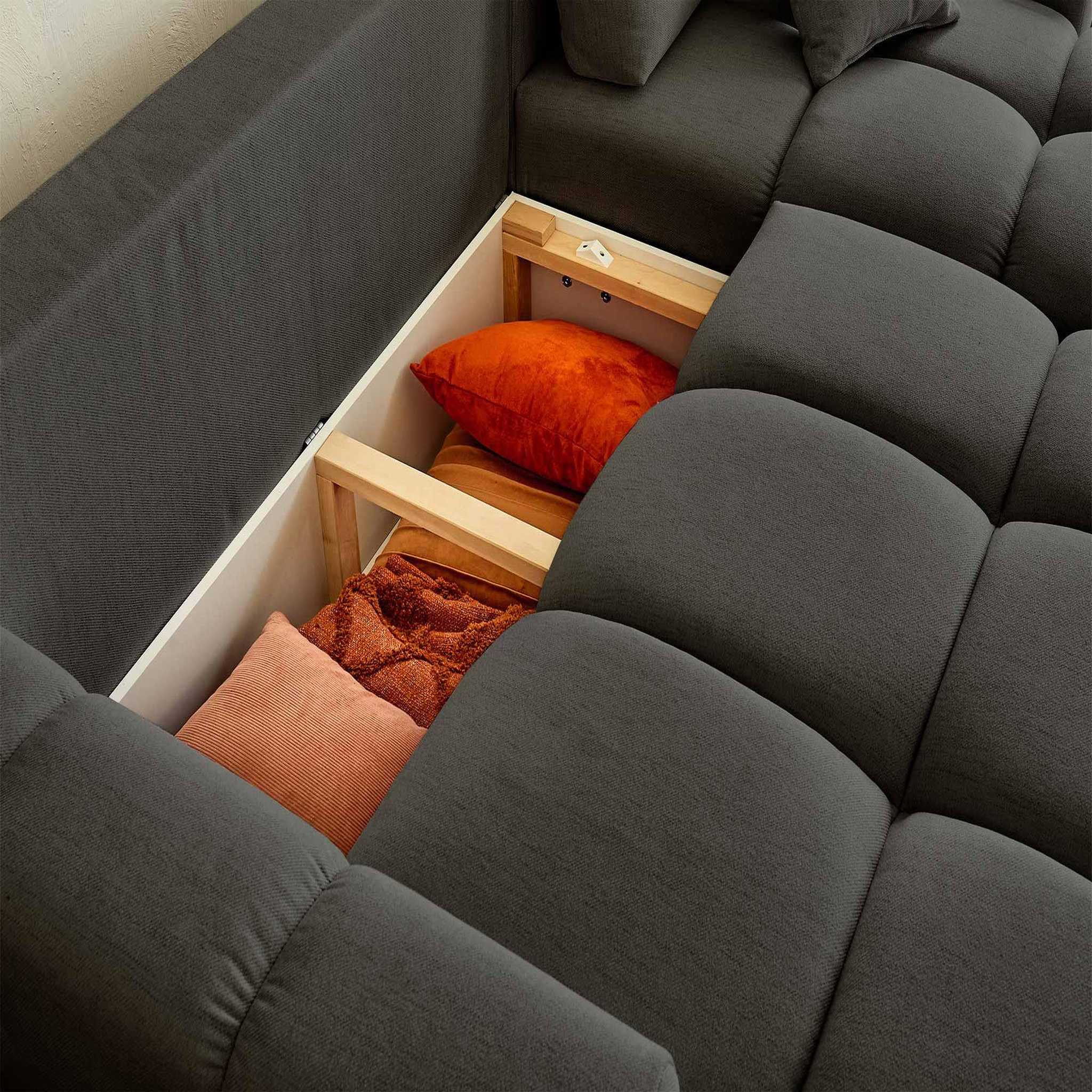 Voir la diapositive 3 : LISA DESIGN Crocus - canapé d'angle réversible - 4 places - convertible avec coffre - en tissu