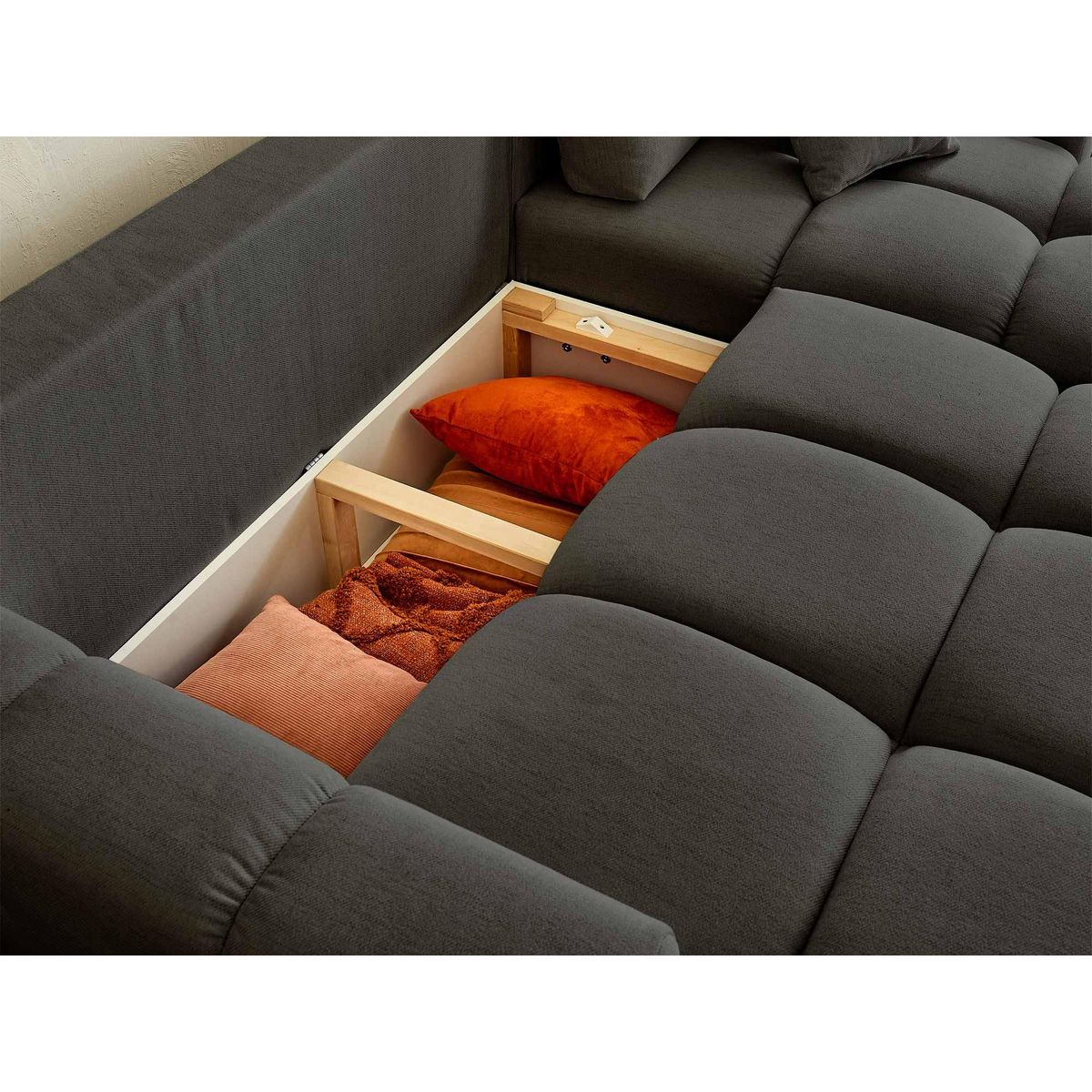 LISA DESIGN Crocus - canapé d'angle réversible - 4 places - convertible avec coffre - en tissu