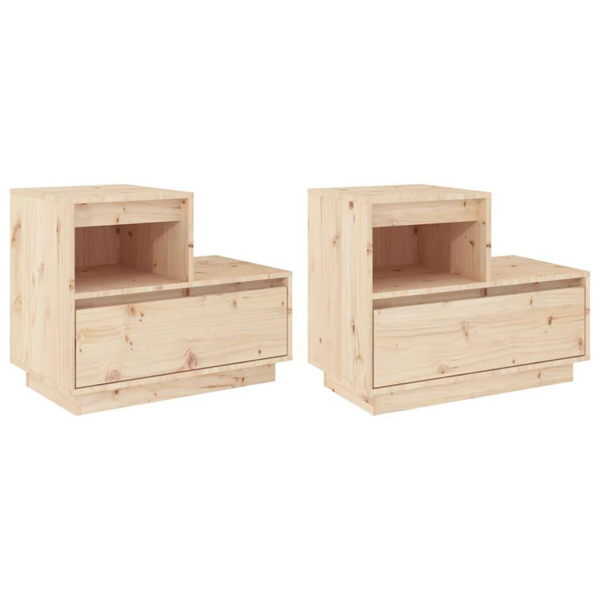 VIDAXL Tables de chevet 2 pcs Gris 60x34x51 cm Bois de pin solide