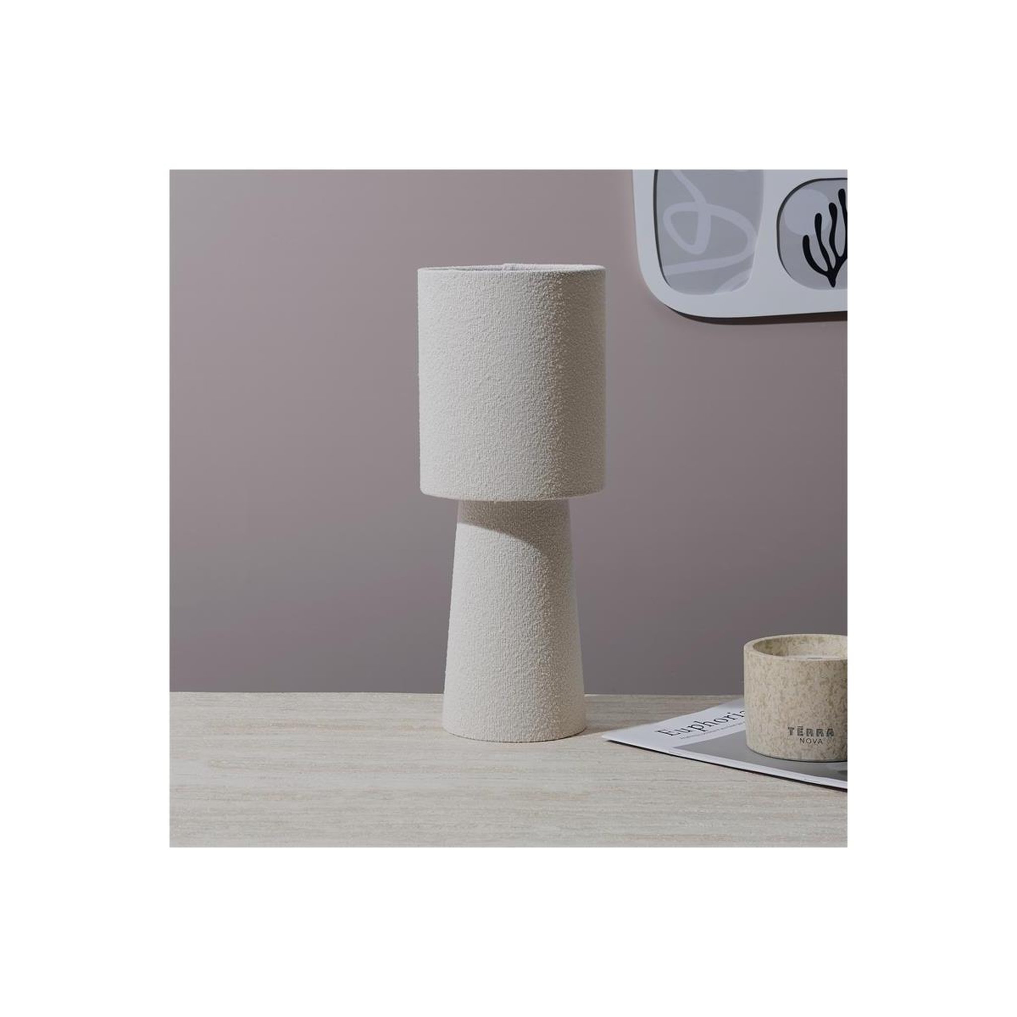 Voir la diapositive 2 : The Home Deco Factory Lampe à poser bouclette  angye  38cm crème