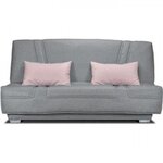 MARKET24 COMFORT BULTEX Banquette clic clac - Tissu Gris + Coussins déco rose - L193 x P95 cm