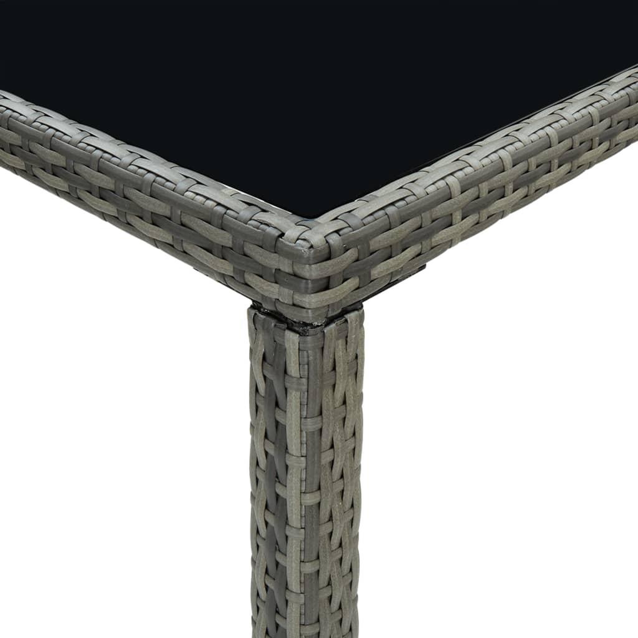 Voir la diapositive 5 : VIDAXL Table bar de jardin Gris 130x60x110 cm Resine tressee et verre