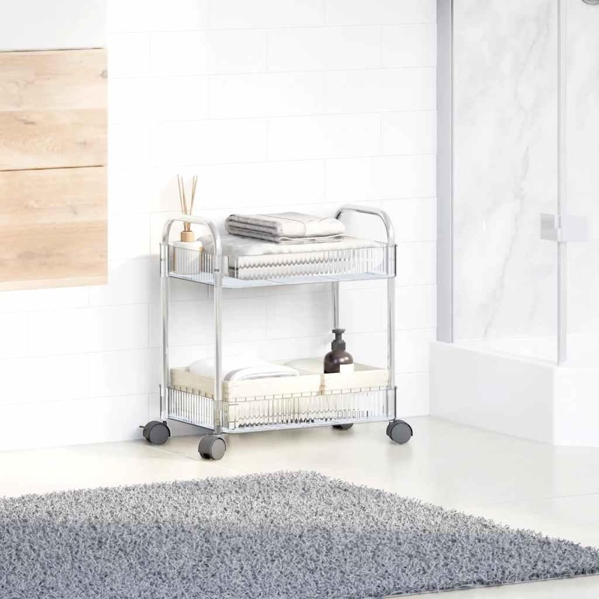 Voir la diapositive 3 : VIDAXL Chariot de rangement a 2 niveaux transparent acrylique