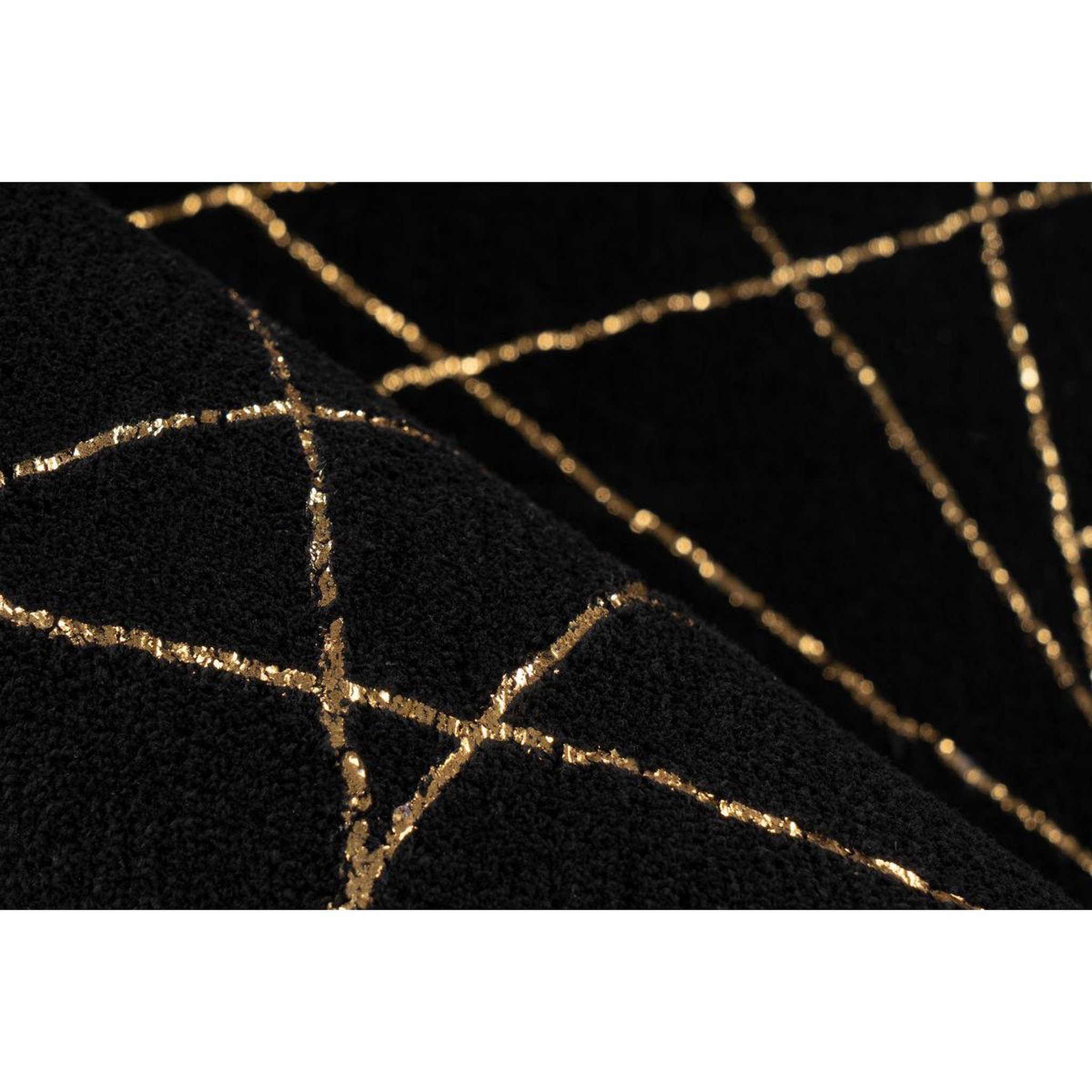Voir la diapositive 3 : Paris Prix Tapis géométrique à poils longs  bijou  noir & or