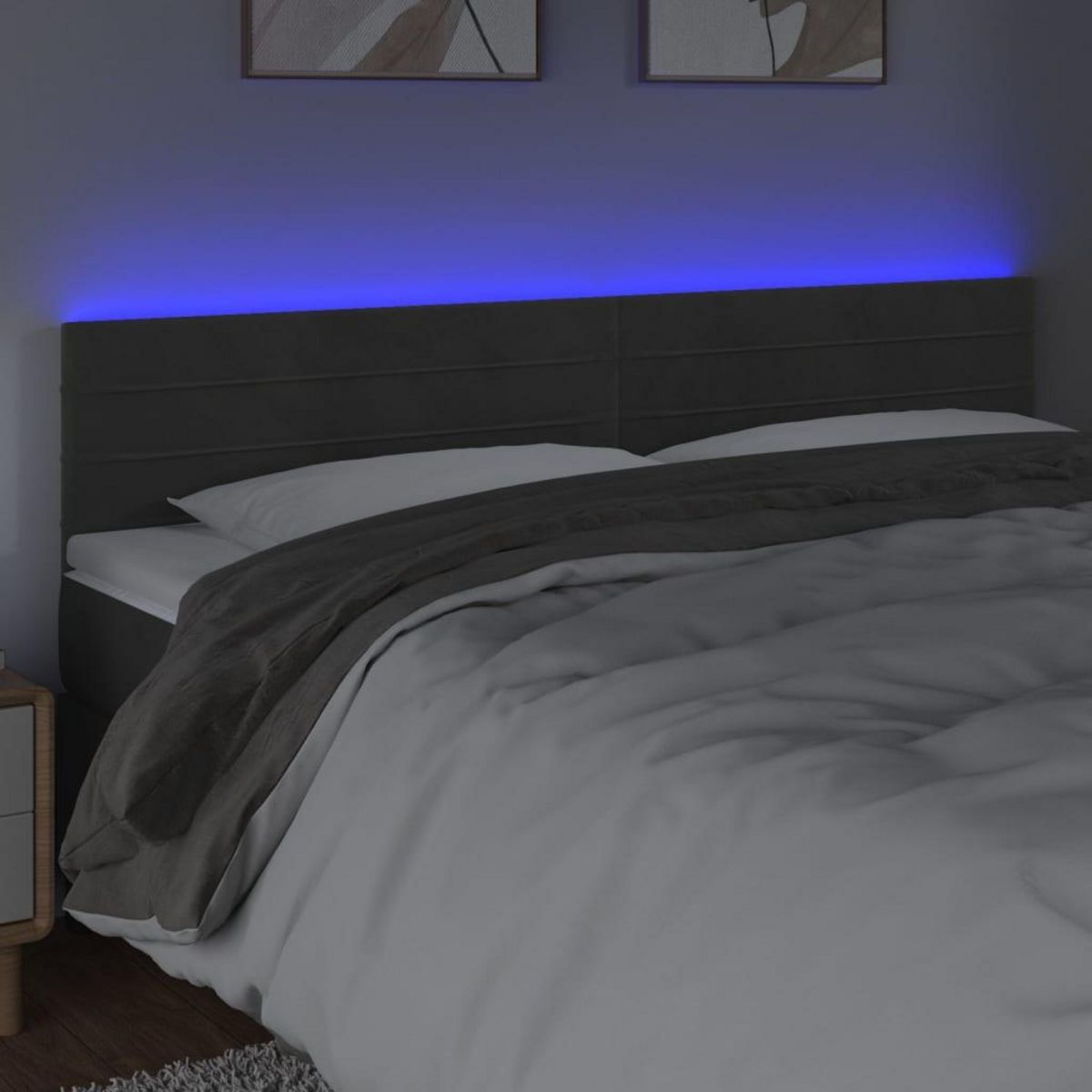 VIDAXL Tete de lit a LED Gris fonce 200x5x78/88 cm Velours
