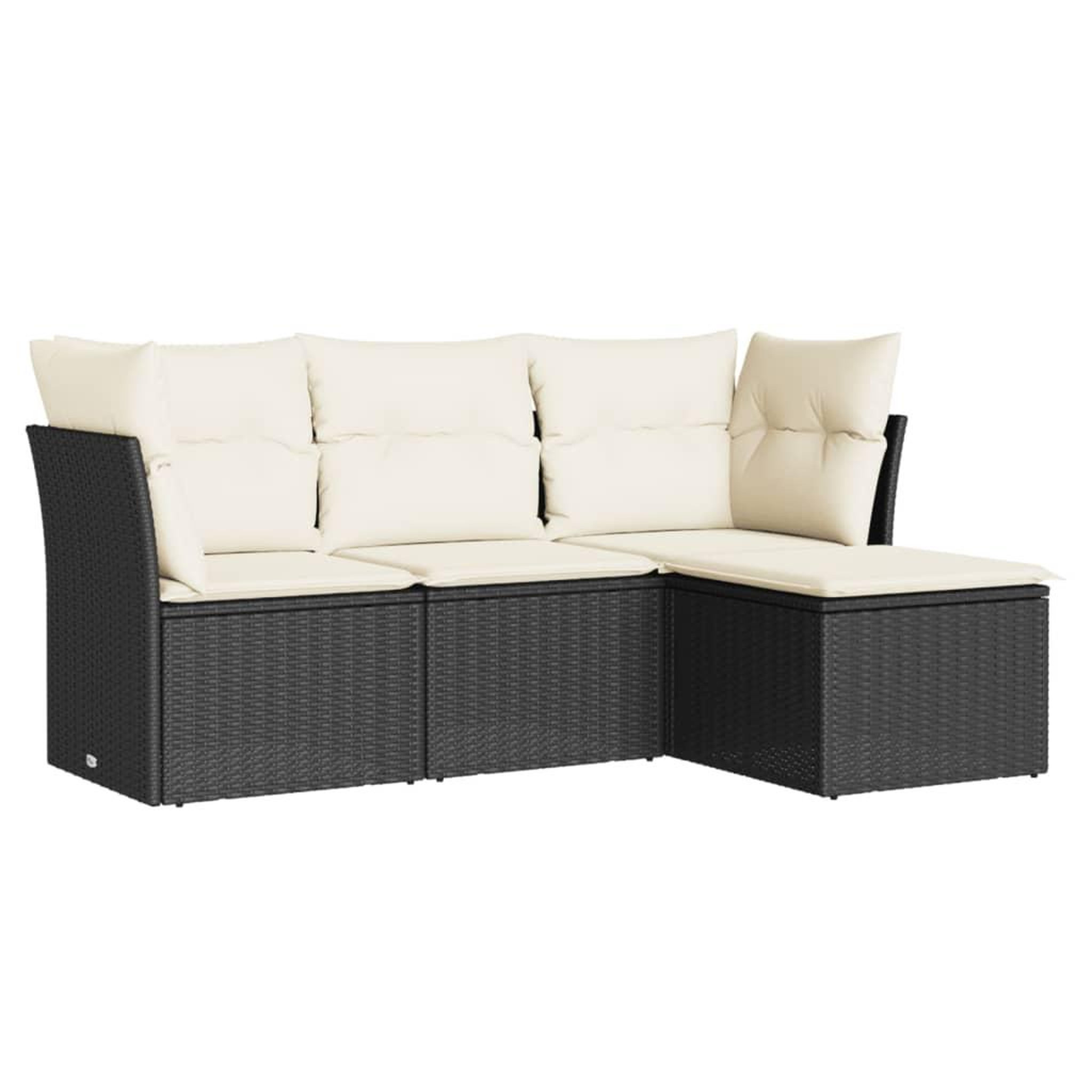 Voir la diapositive 2 : VIDAXL Salon de jardin 4 pcs avec coussins noir resine tressee
