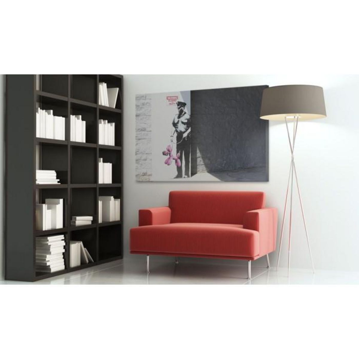 Paris Prix Tableau Imprimé  Policier & Chien Rose - Banksy  40x60cm