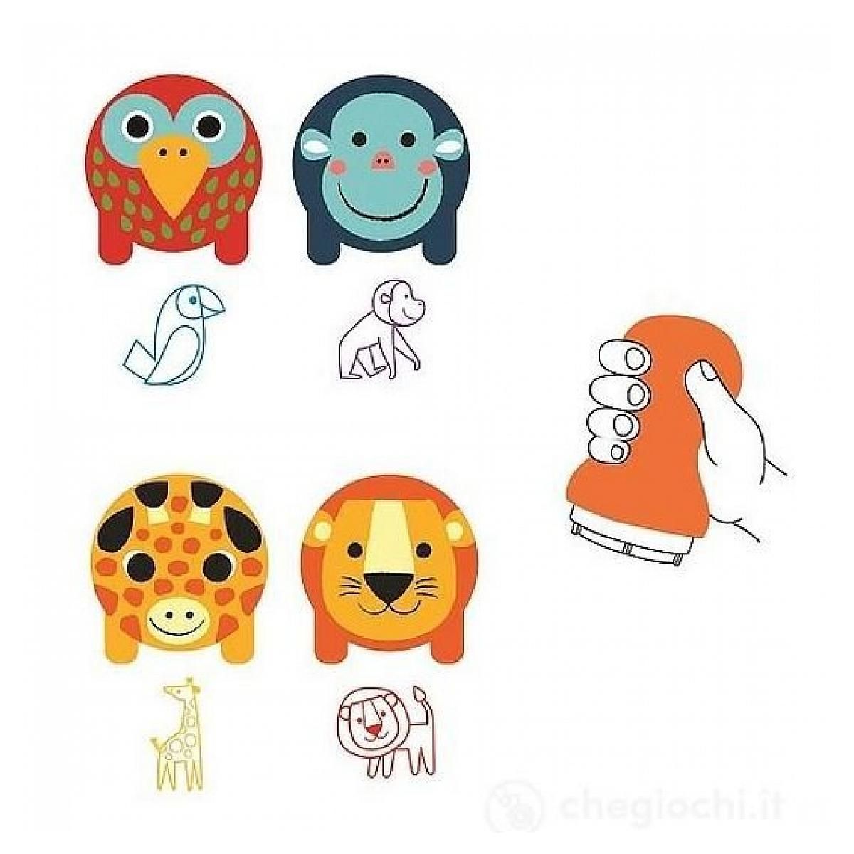 Djeco Tampons des petites mains animaux de la savane