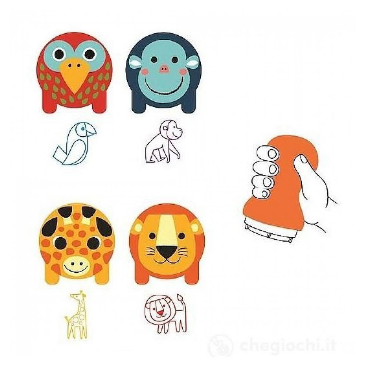 Djeco Tampons des petites mains animaux de la savane