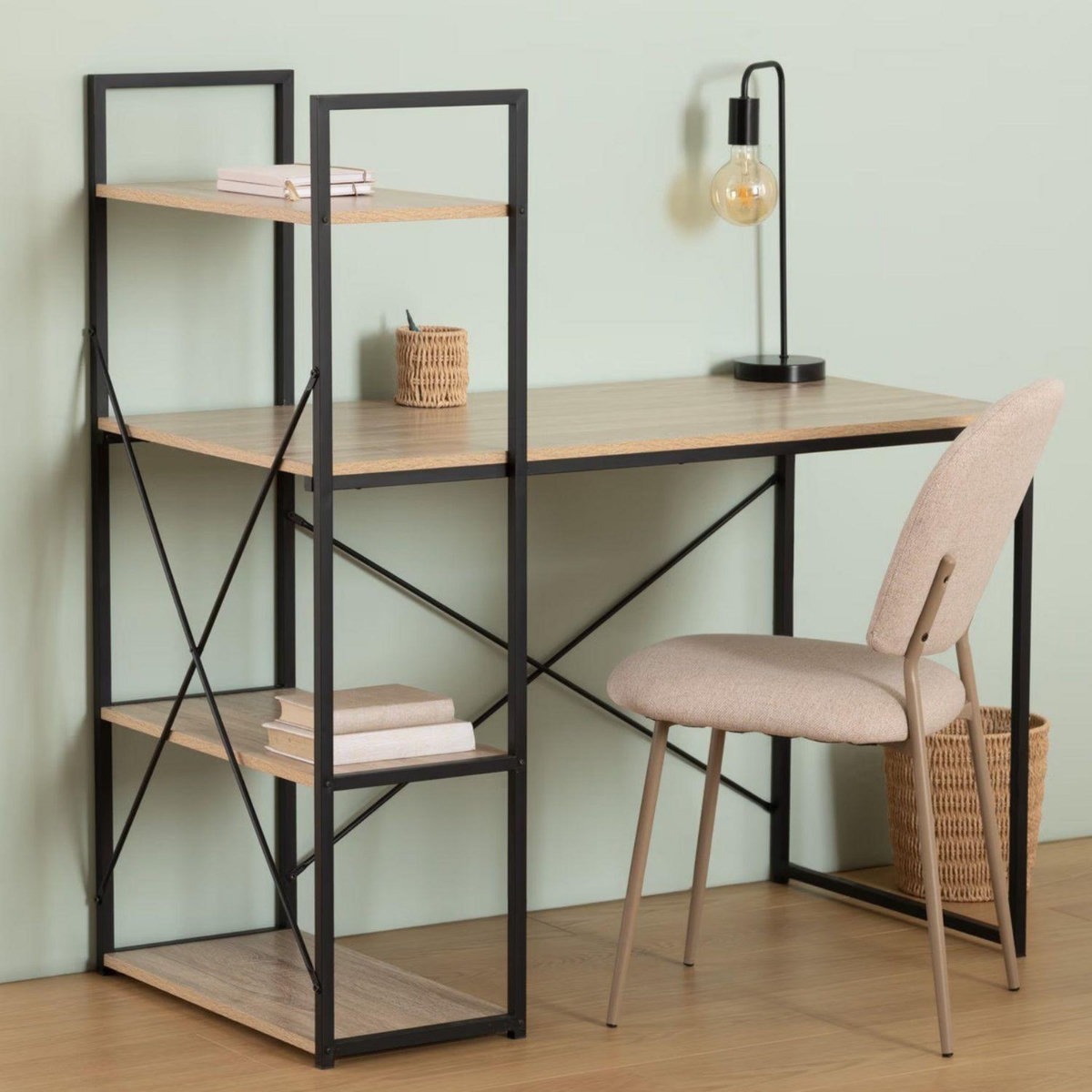 FIVE Bureau avec étagères ALIAJ - Beige