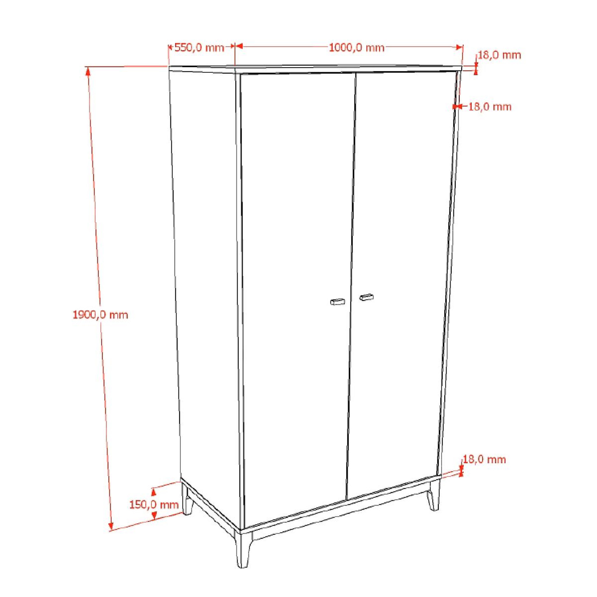 Voir la diapositive 3 : Vipack Armoire ilyas 2 portes noyer