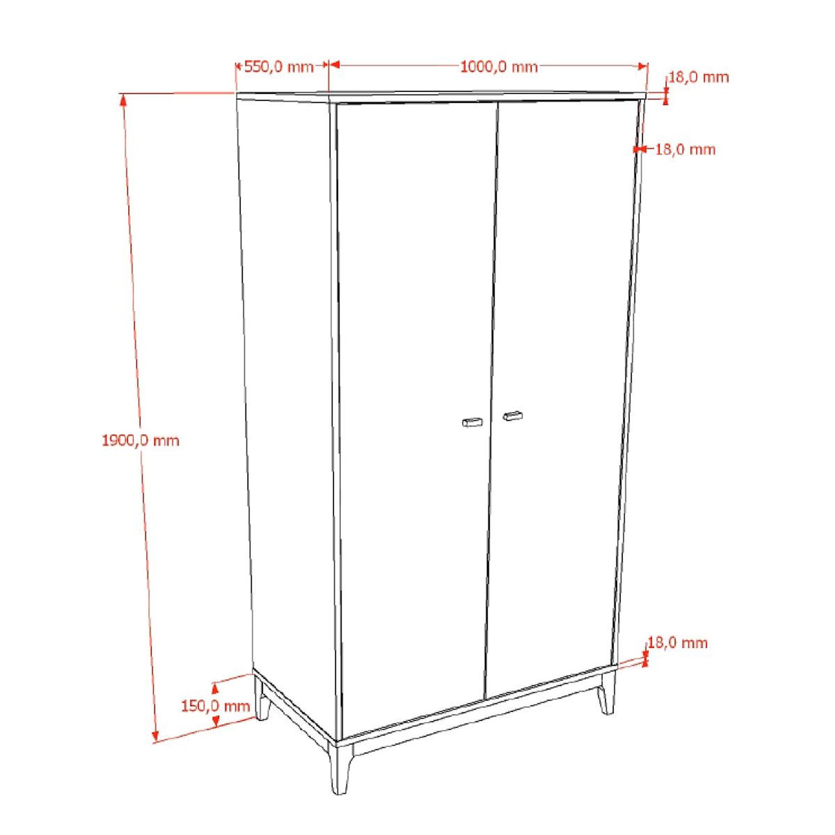 Vipack Armoire ilyas 2 portes noyer