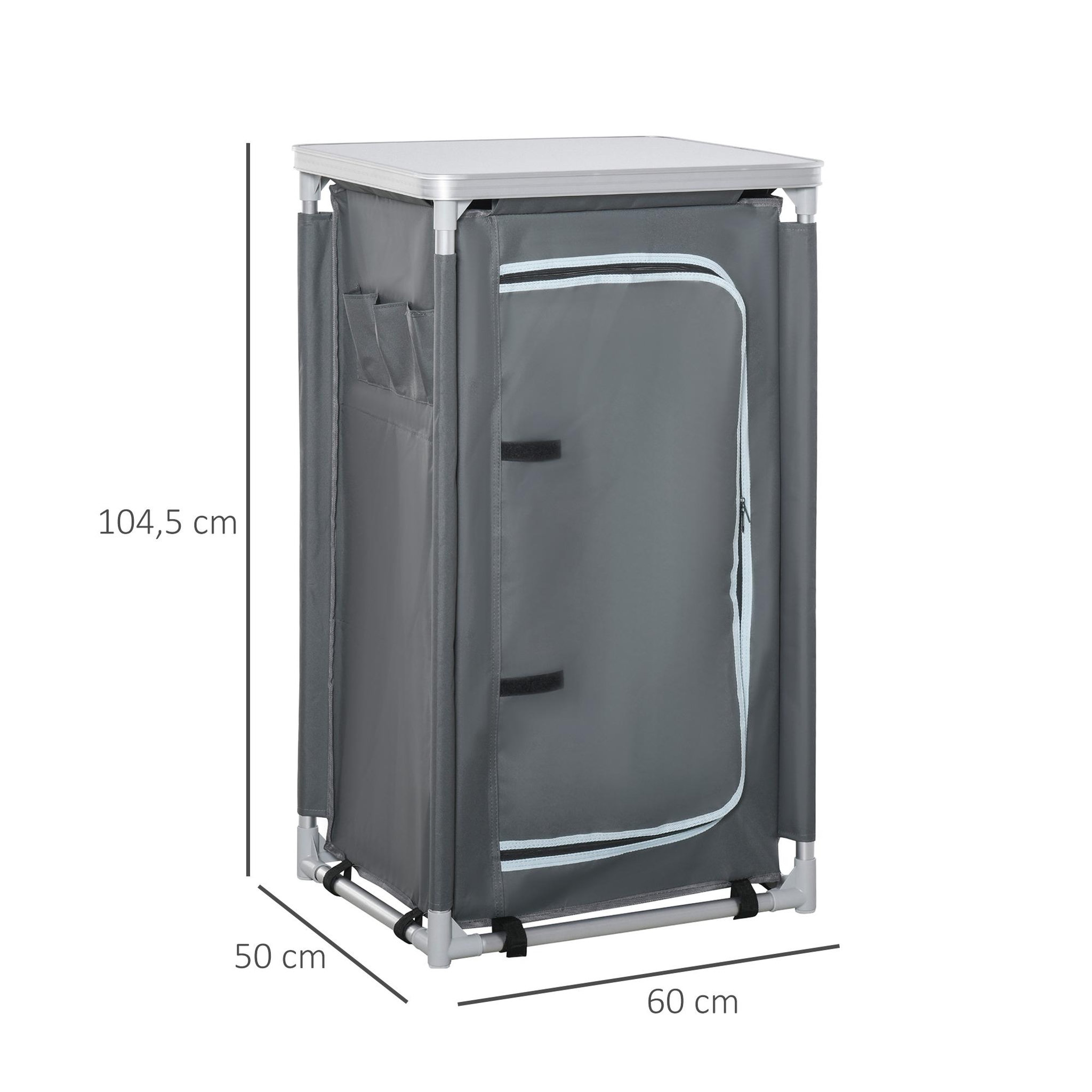 Voir la diapositive 3 : OUTSUNNY Rangement cuisine de camping pliable avec sac transport - 2 étagères - alu polyester gris