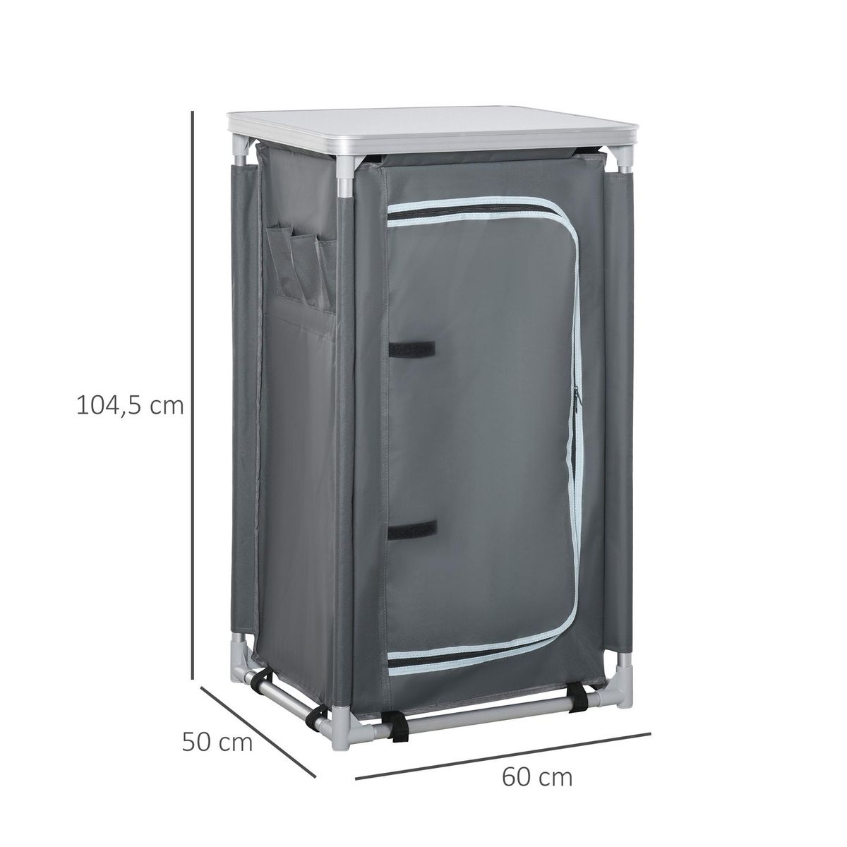 OUTSUNNY Rangement cuisine de camping pliable avec sac transport - 2 étagères - alu polyester gris