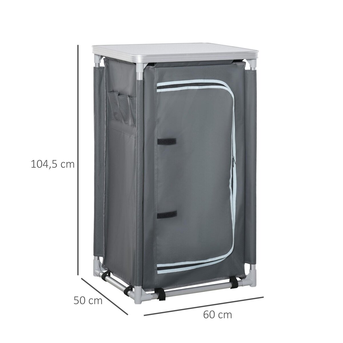 OUTSUNNY Rangement cuisine de camping pliable avec sac transport - 2 étagères - alu polyester gris