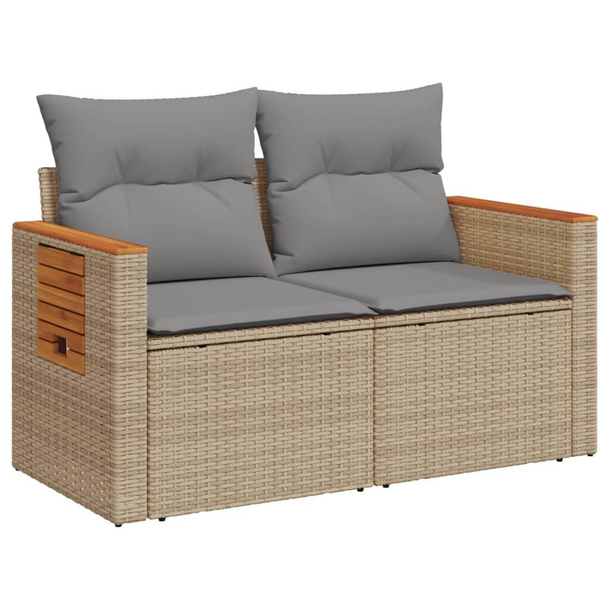 Voir la diapositive 4 : VIDAXL Canape de jardin avec coussins 2 places beige resine tressee