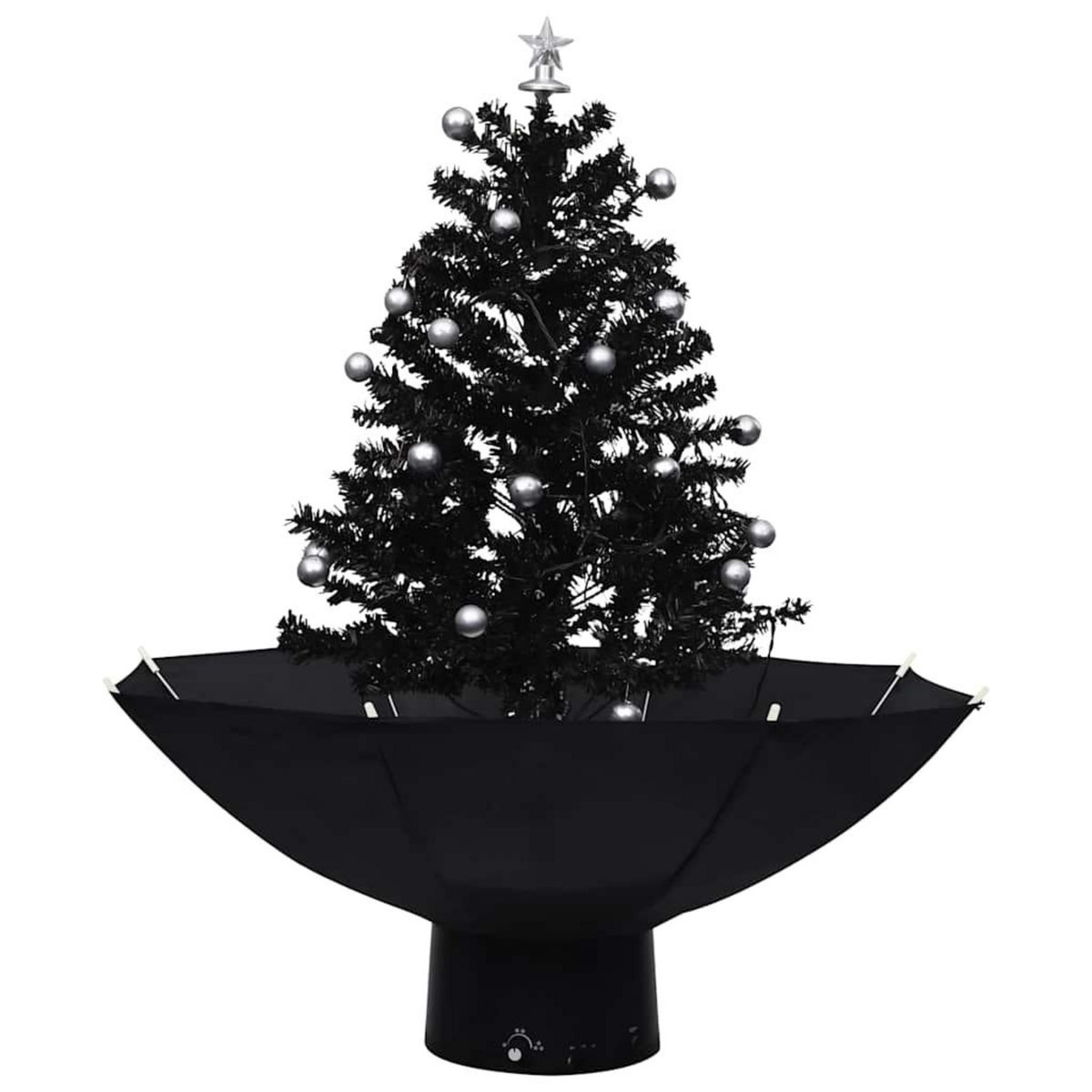 VIDAXL Arbre de Noël neigeux avec base de parapluie Noir 75 cm PVC